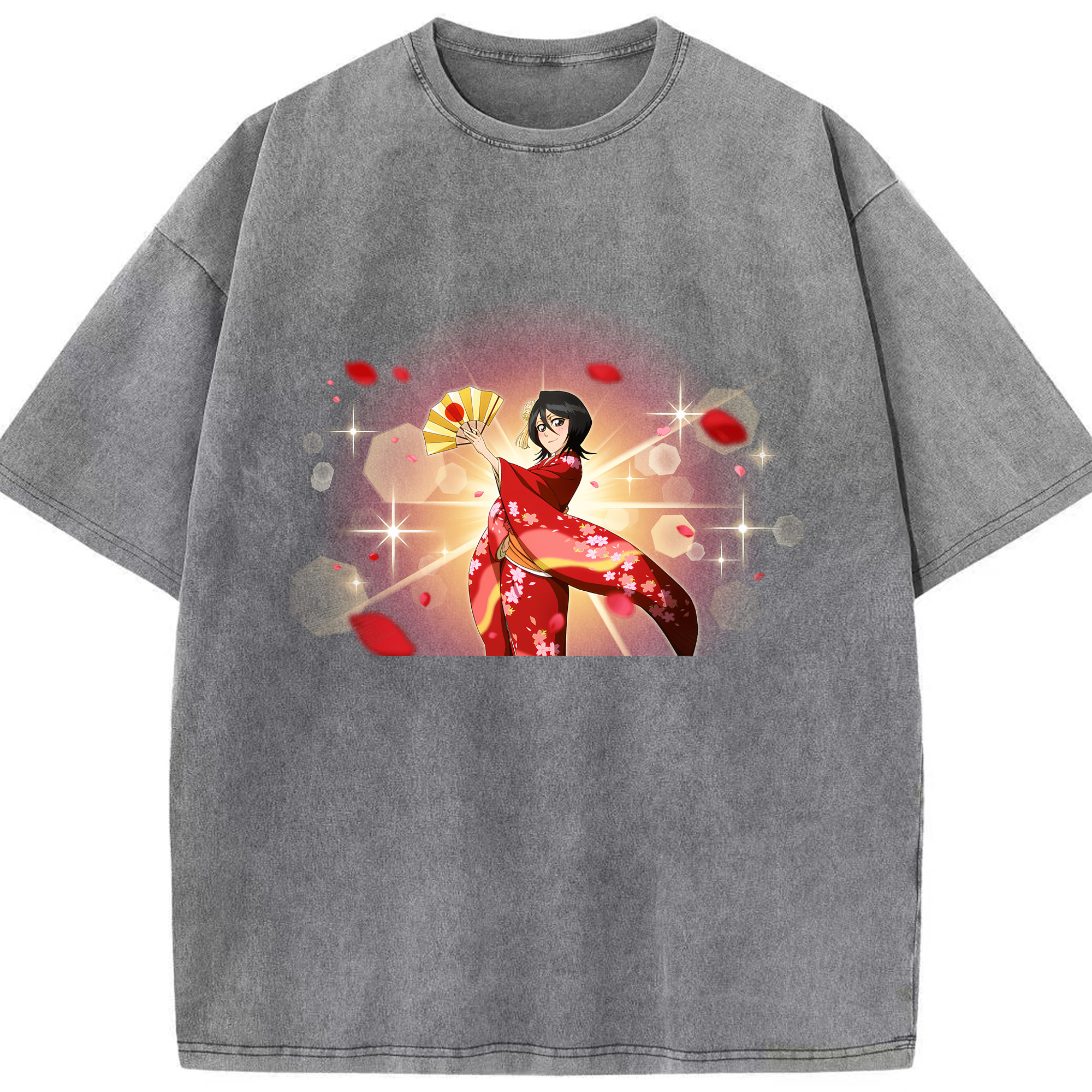 （画像用） ブリーチ 朽木ルキア BLEACH Kuchiki Rukia 綿100% ヴィンテージ風 半袖Tシャツ（フロントプリント）