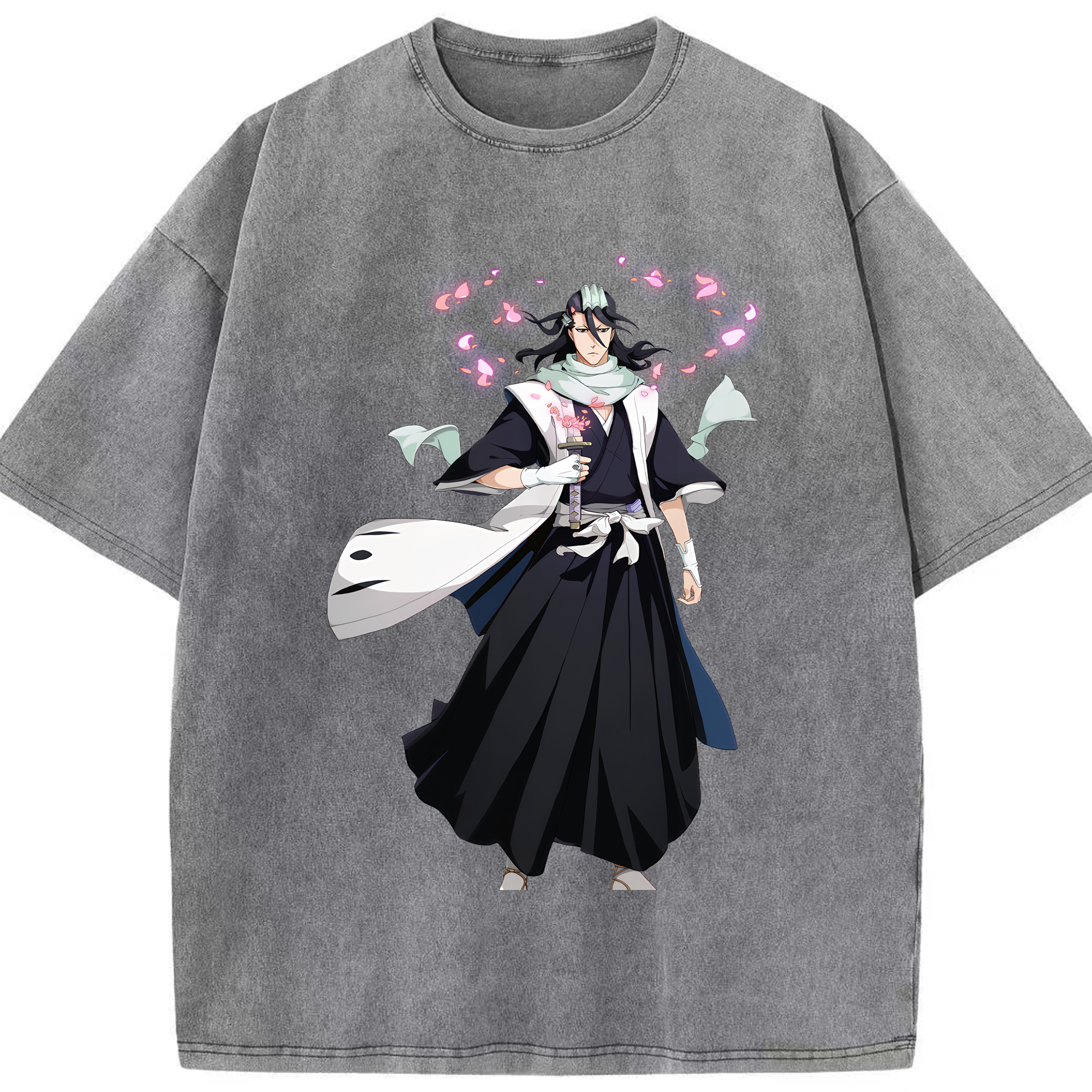（画像用） ブリーチ くちき びゃくや BLEACH Kuchiki Byakuya 綿100% ヴィンテージ風 半袖Tシャツ（フロントプリント）