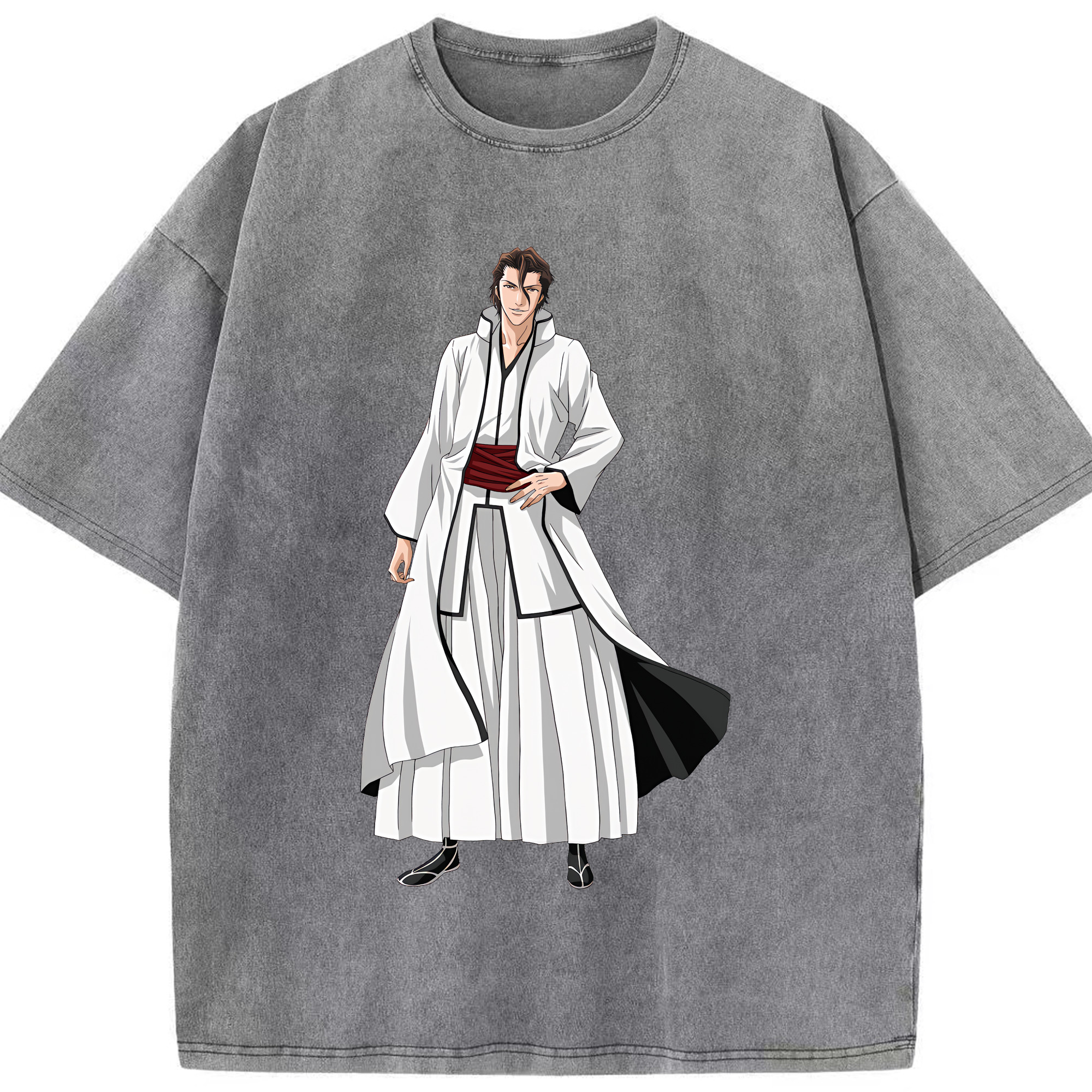 （画像用） ブリーチ 藍染 惣右介（あいぜん そうすけ） BLEACH Aizen Sousuke 綿100% ヴィンテージ風 半袖Tシャツ（フロントプリント）