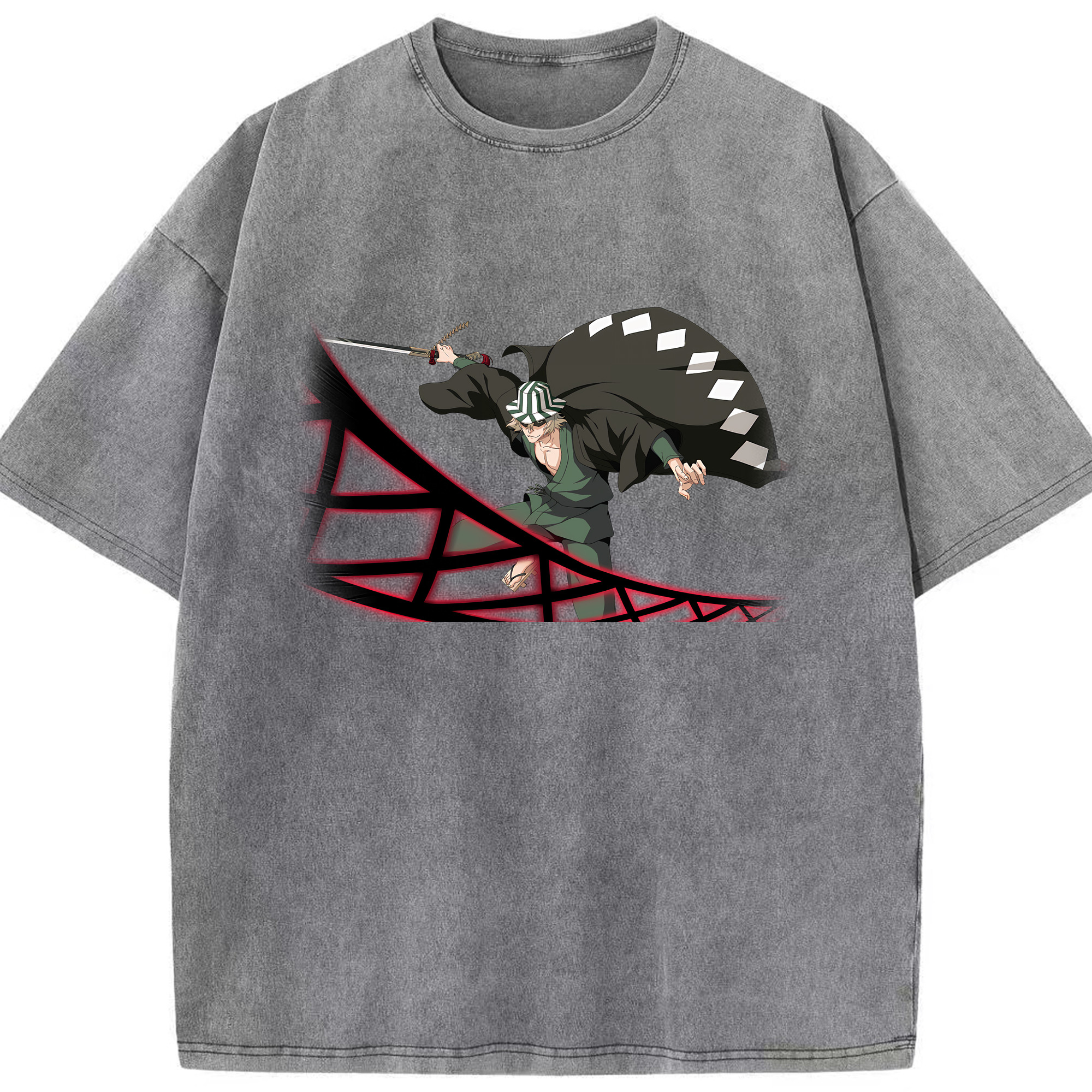 （画像用） "ブリーチ 浦原 喜助（うらはら きすけ） BLEACH Urahara Kisuke " 綿100% ヴィンテージ風 半袖Tシャツ（フロントプリント）