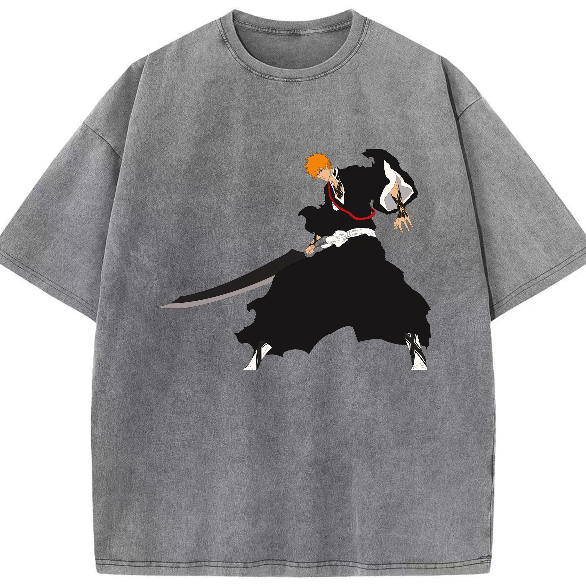 （画像用） ブリーチ 黒崎一護（くろさき いちご）BLEACH Kurosaki Ichigo 綿100% ヴィンテージ風 半袖Tシャツ（フロントプリント）