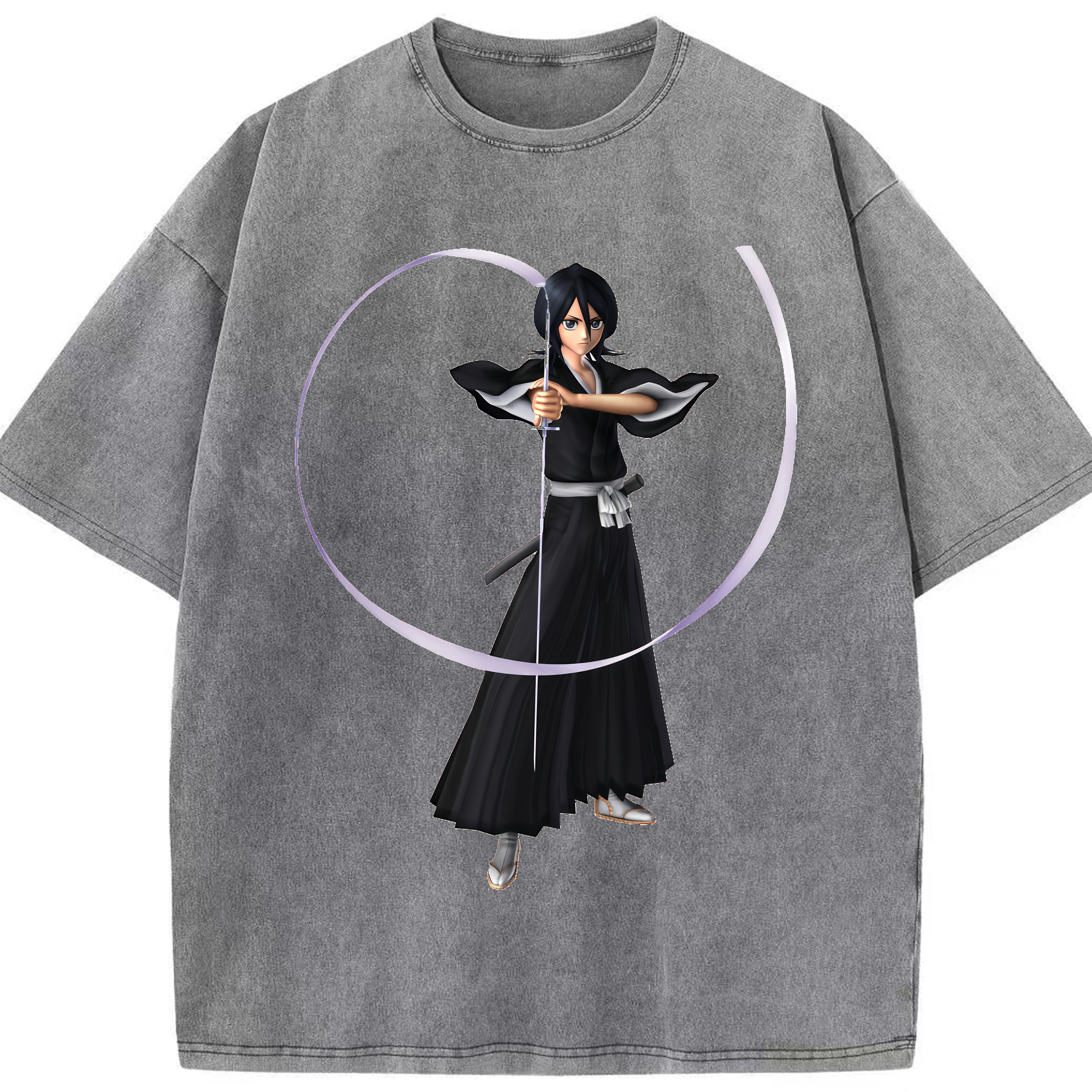 （画像用） ブリーチ 朽木ルキア BLEACH Kuchiki Rukia 綿100% ヴィンテージ風 半袖Tシャツ（フロントプリント）