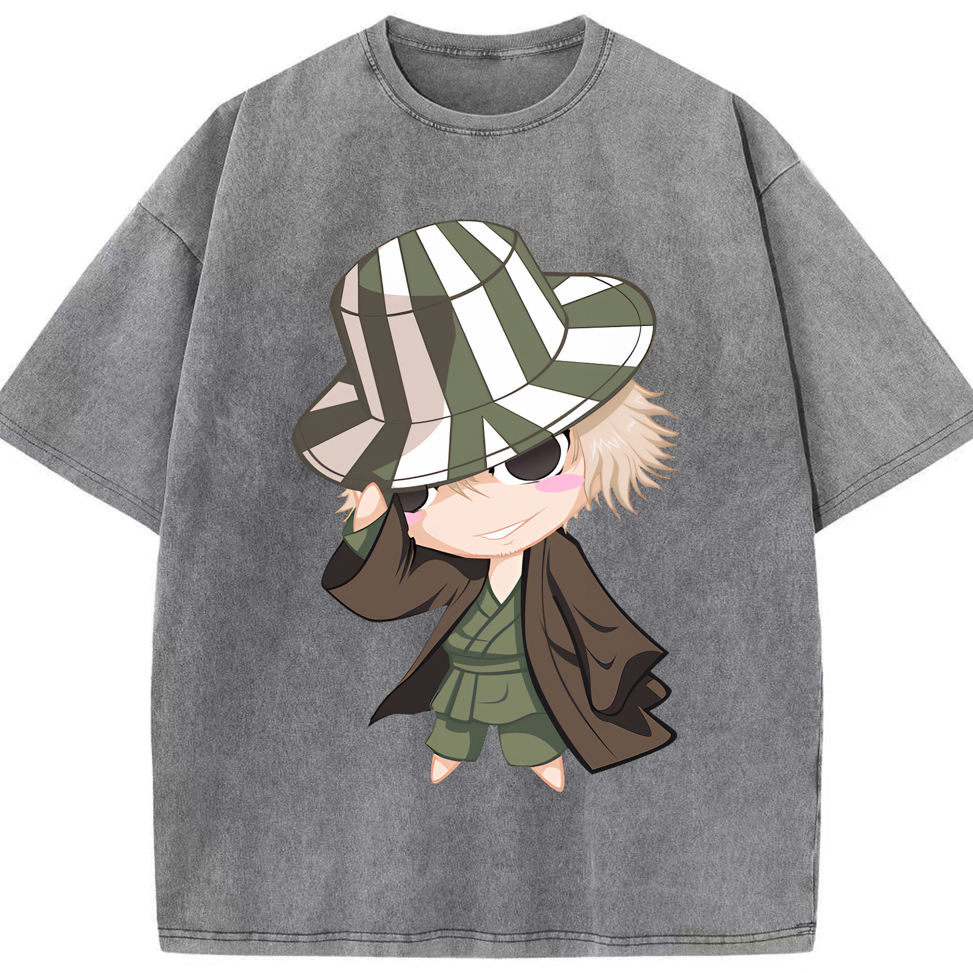（画像用） "ブリーチ 浦原 喜助（うらはら きすけ） BLEACH Urahara Kisuke " 綿100% ヴィンテージ風 半袖Tシャツ（フロントプリント）