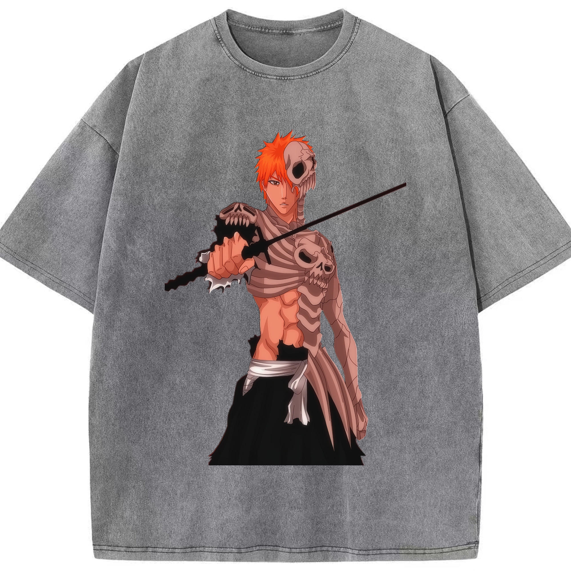（画像用） ブリーチ 黒崎一護（くろさき いちご）BLEACH Kurosaki Ichigo 綿100% ヴィンテージ風 半袖Tシャツ（フロントプリント）