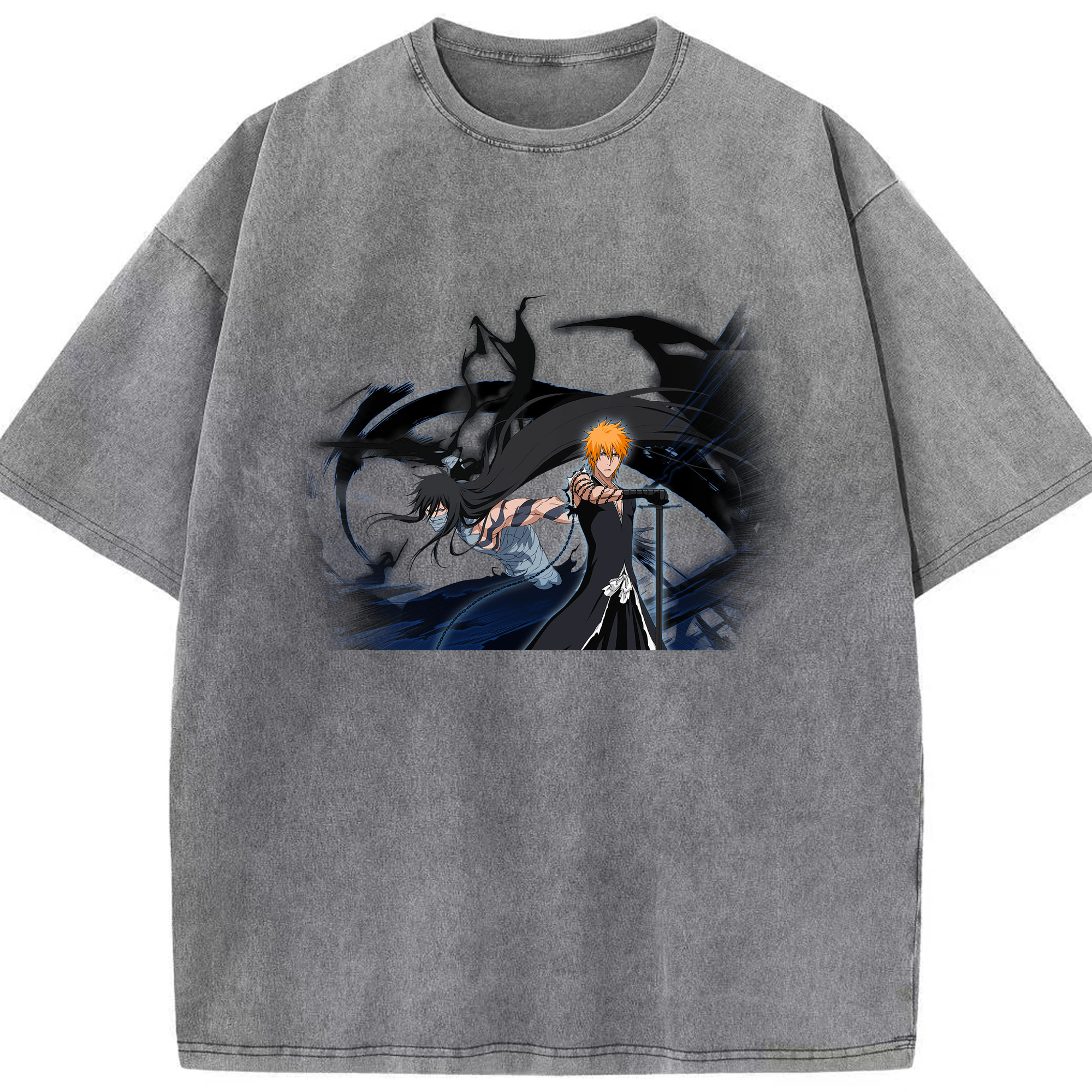（画像用） ブリーチ 黒崎一護（くろさき いちご）BLEACH Kurosaki Ichigo 綿100% ヴィンテージ風 半袖Tシャツ（フロントプリント）