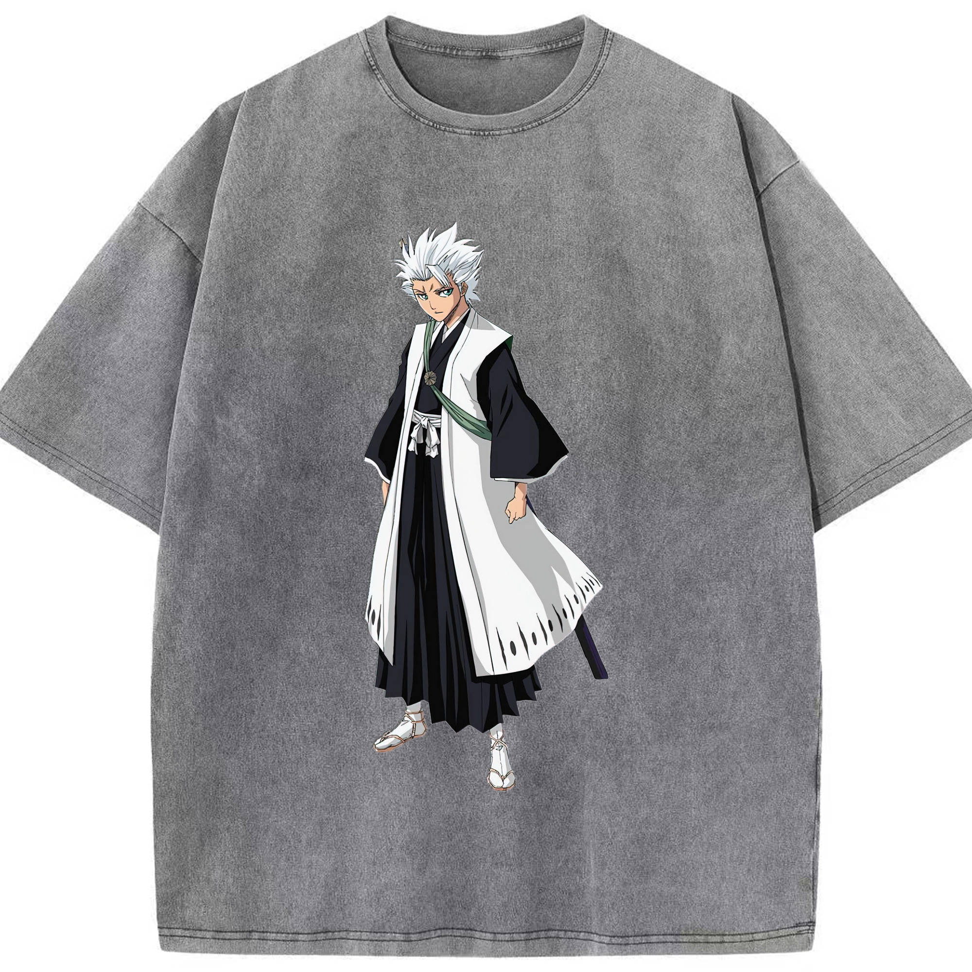 （画像用） ブリーチ 日番谷冬獅郎（ひつがや とうしろう） BLEACH Hitsugaya Toushirou 綿100% ヴィンテージ風 半袖Tシャツ（フロントプリント）