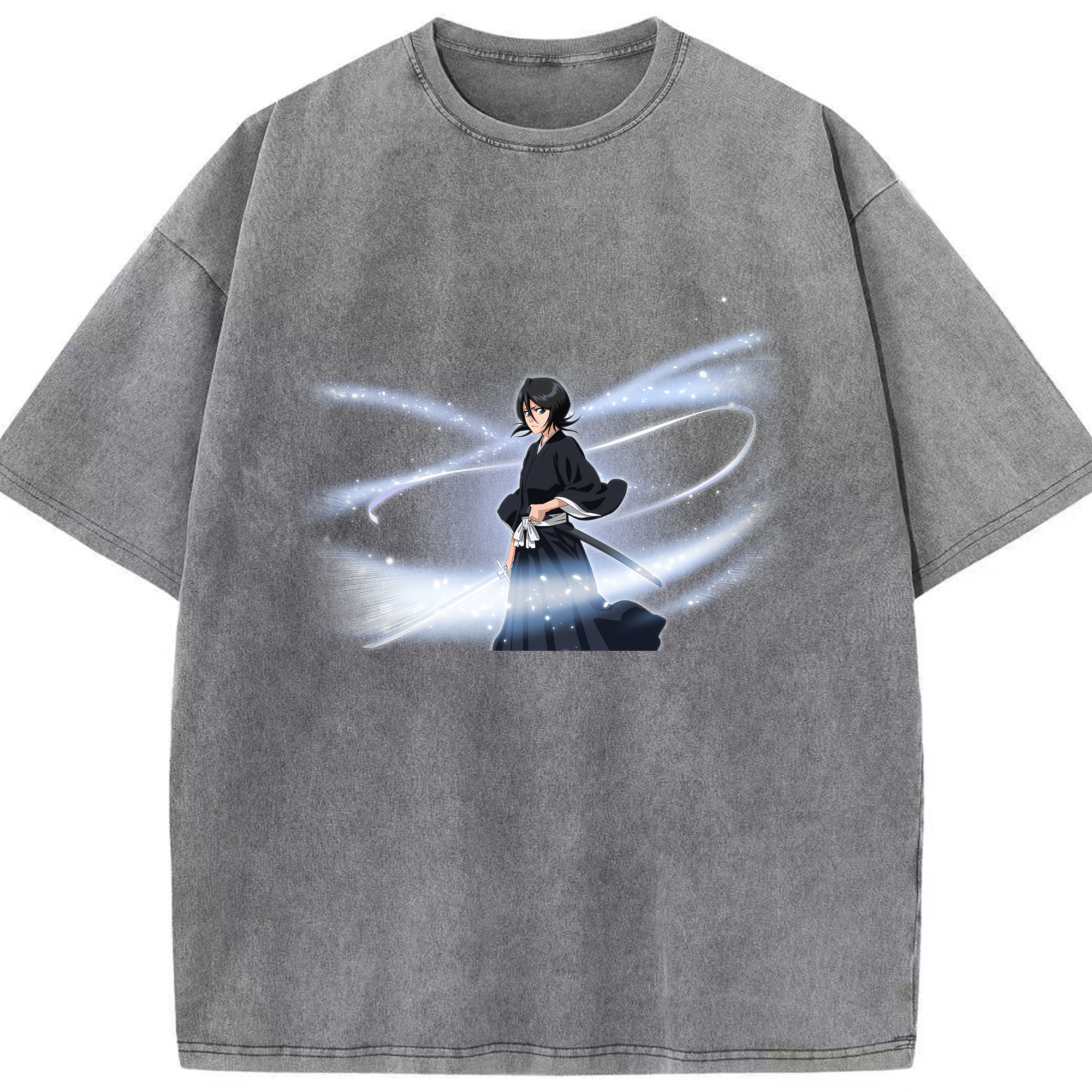 （画像用） ブリーチ 朽木ルキア BLEACH Kuchiki Rukia 綿100% ヴィンテージ風 半袖Tシャツ（フロントプリント）