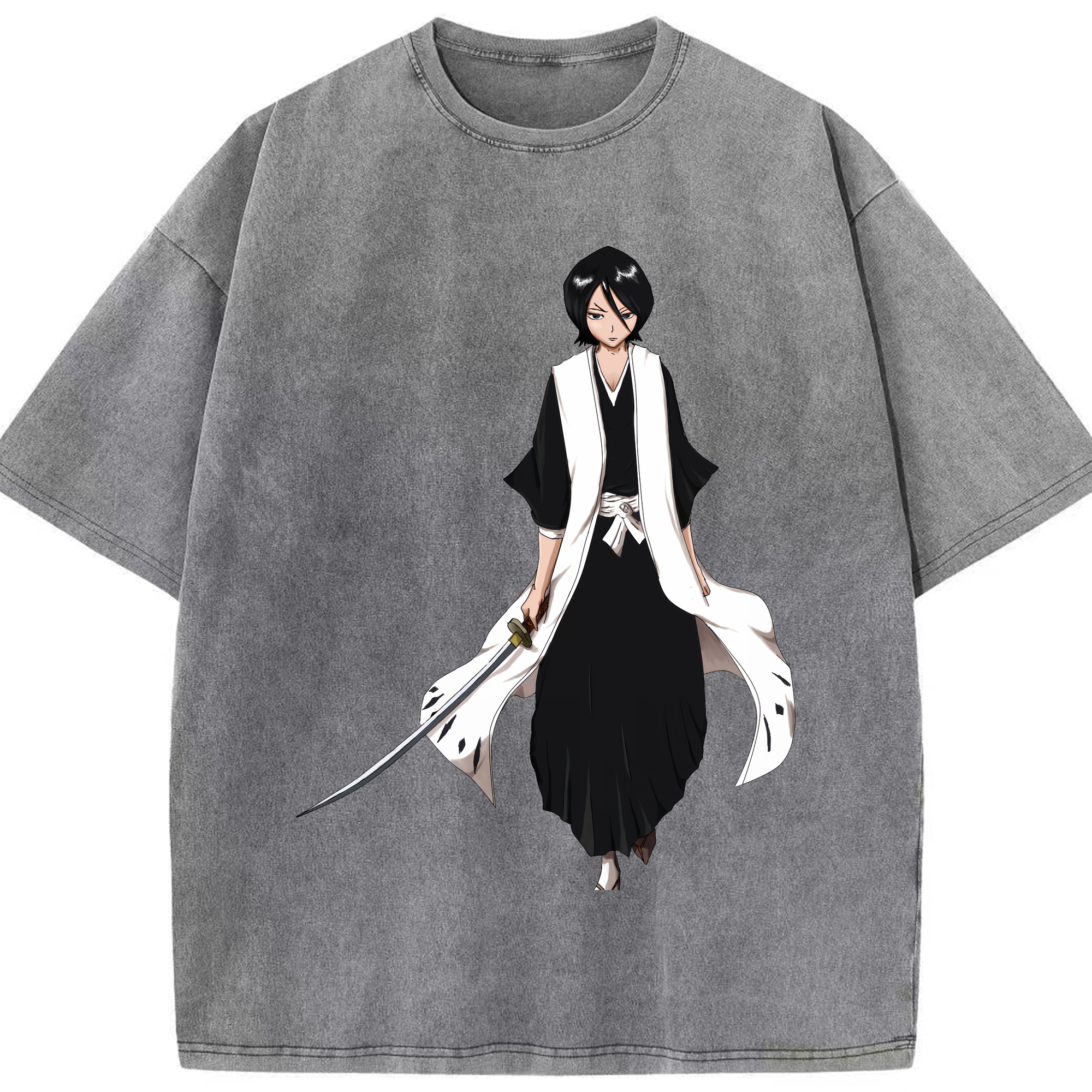 （画像用） ブリーチ 朽木ルキア BLEACH Kuchiki Rukia 綿100% ヴィンテージ風 半袖Tシャツ（フロントプリント）