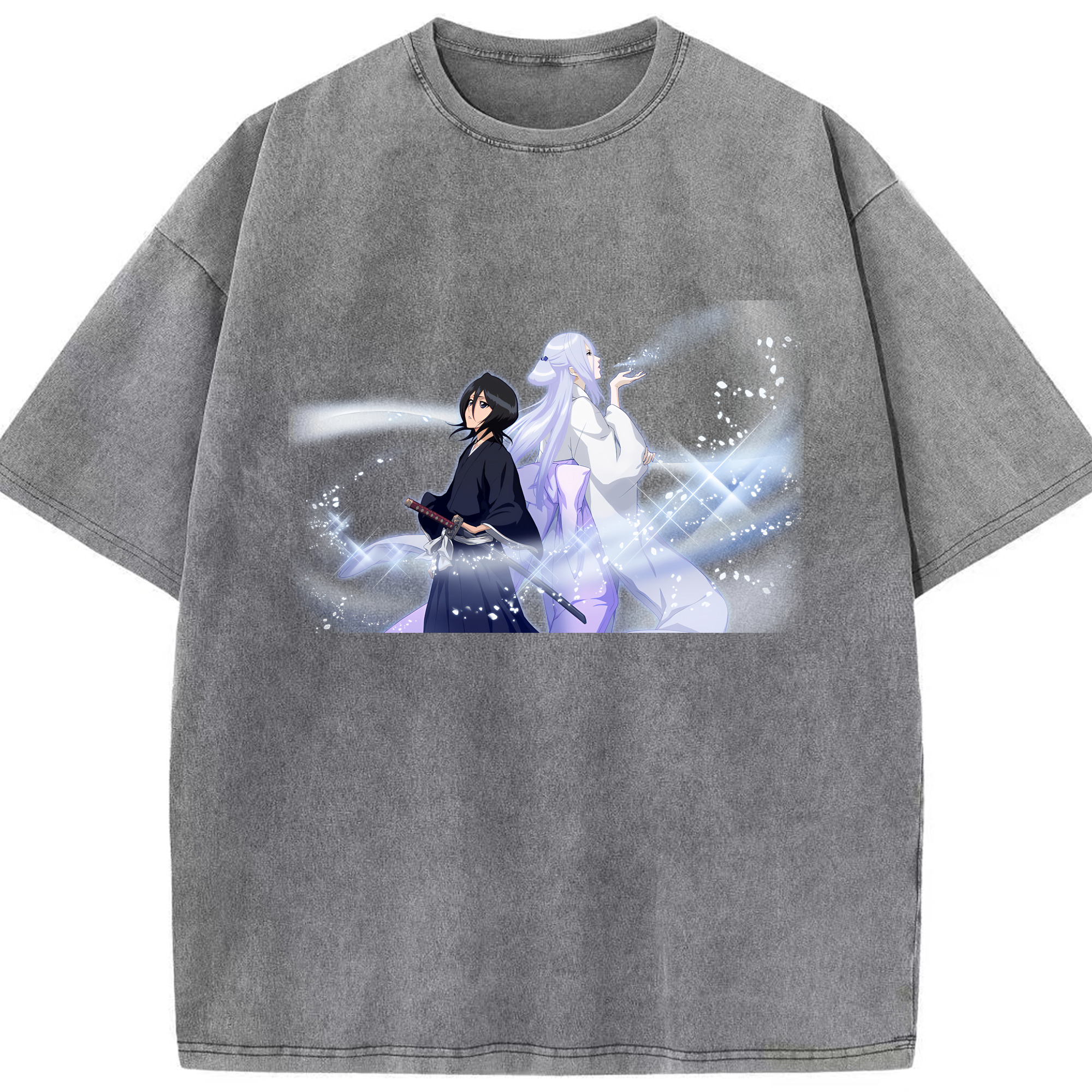 （画像用） ブリーチ 朽木ルキア BLEACH Kuchiki Rukia 綿100% ヴィンテージ風 半袖Tシャツ（フロントプリント）