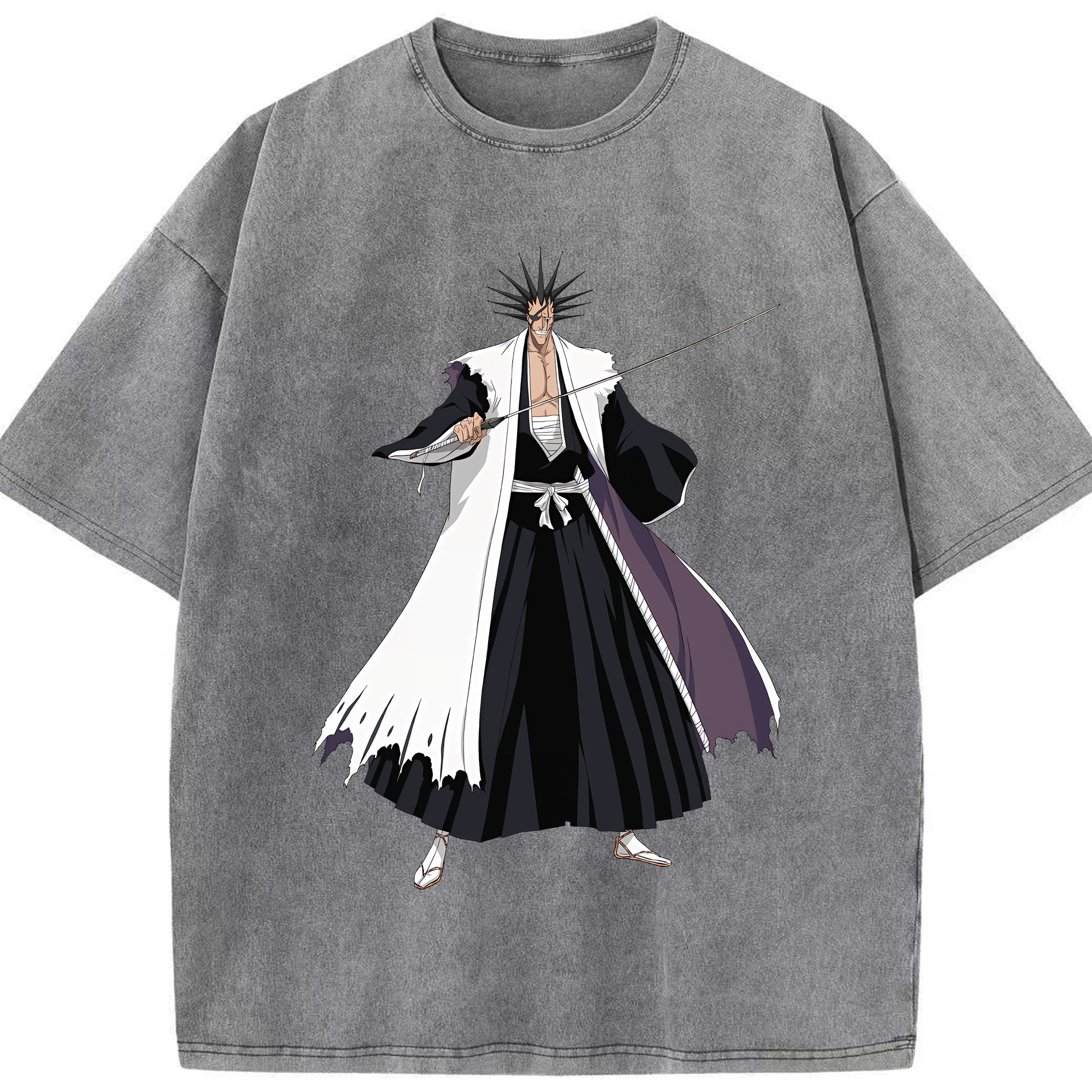 （画像用） ブリーチ ざらき けんぱち BLEACH Zaraki Kenpachi 綿100% ヴィンテージ風 半袖Tシャツ（フロントプリント）