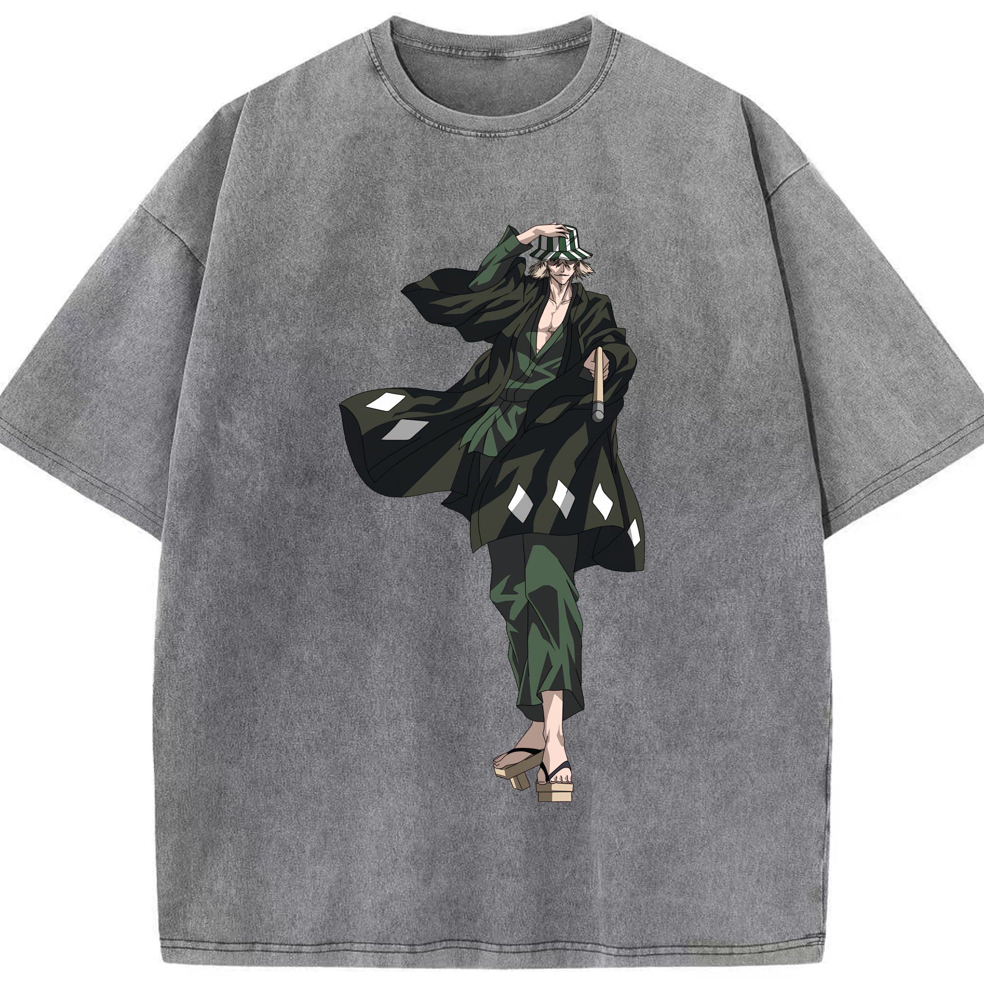 （画像用） "ブリーチ 浦原 喜助（うらはら きすけ） BLEACH Urahara Kisuke " 綿100% ヴィンテージ風 半袖Tシャツ（フロントプリント）