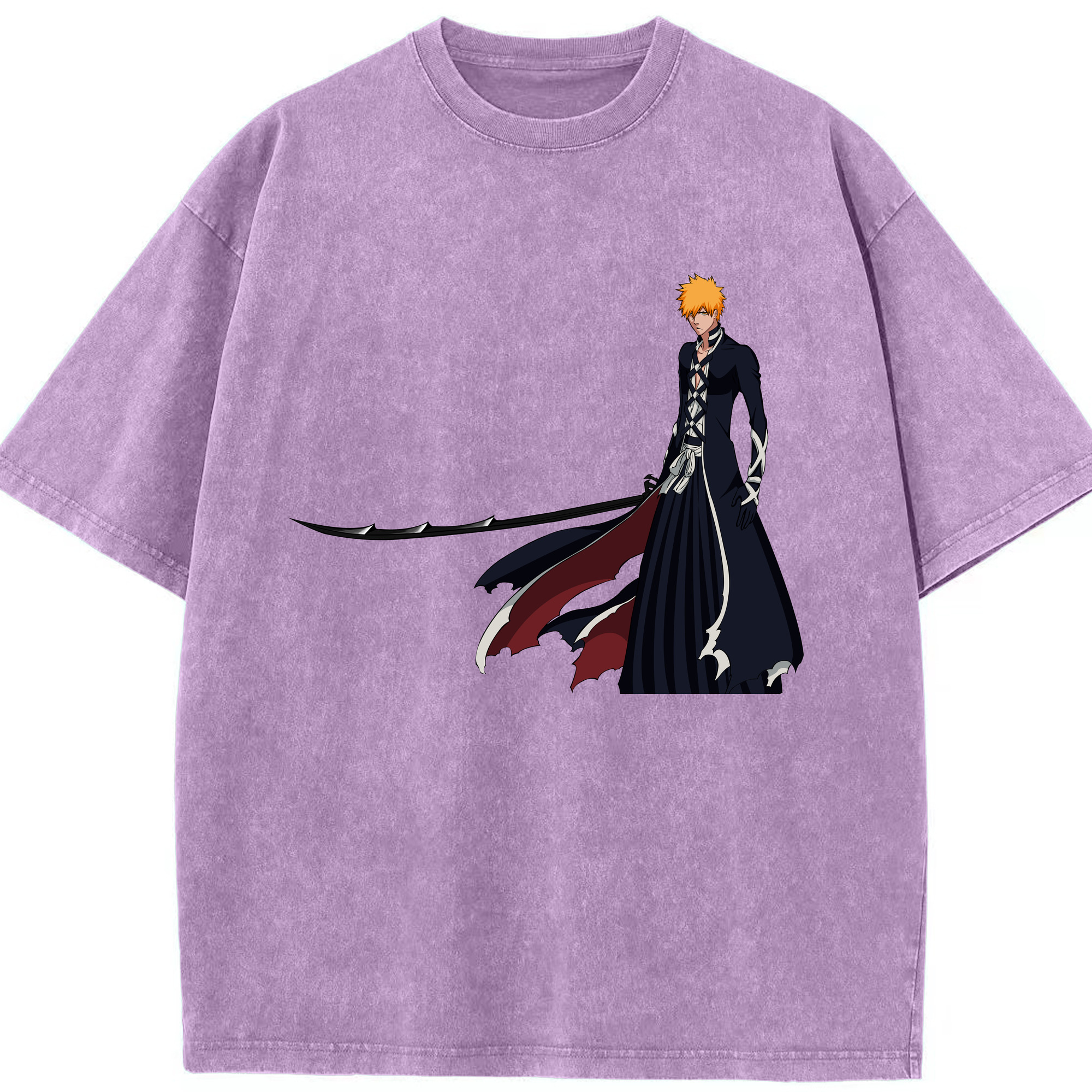 （画像用） ブリーチ 黒崎一護（くろさき いちご）BLEACH Kurosaki Ichigo 綿100% ヴィンテージ風 半袖Tシャツ（フロントプリント）