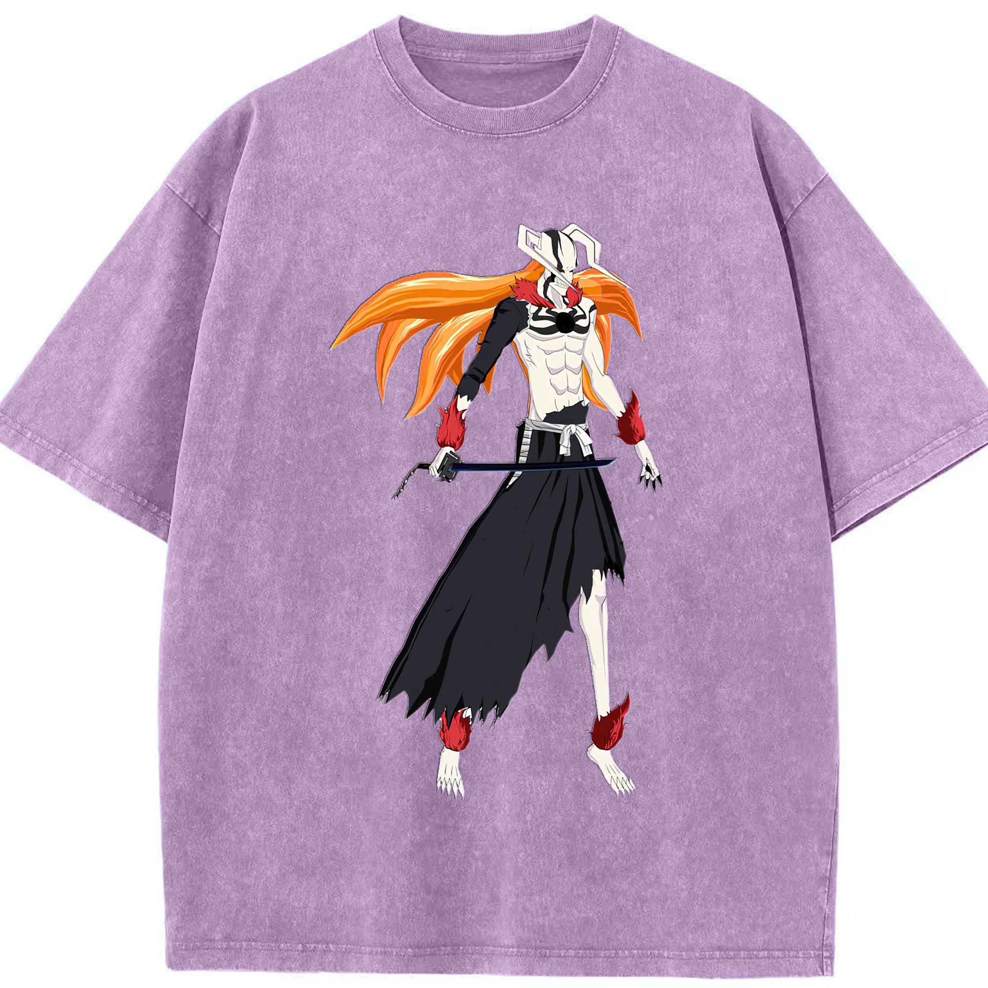 （画像用） ブリーチ 黒崎一護（くろさき いちご）BLEACH Kurosaki Ichigo 綿100% ヴィンテージ風 半袖Tシャツ（フロントプリント）