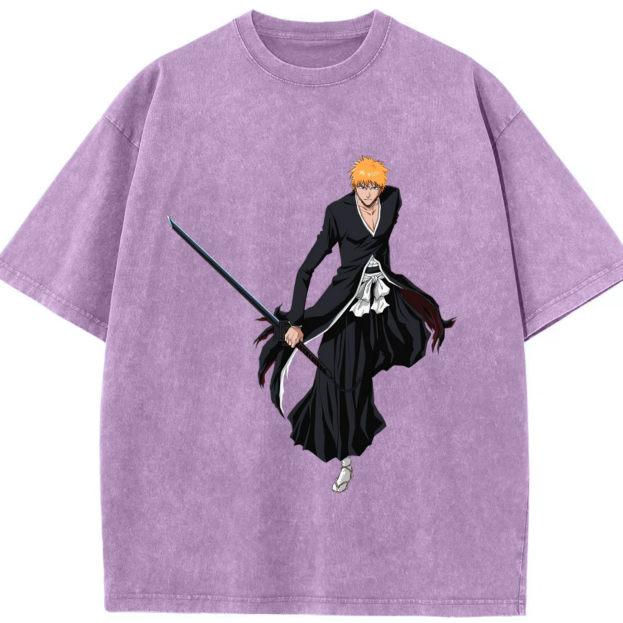 （画像用） ブリーチ 黒崎一護（くろさき いちご）BLEACH Kurosaki Ichigo 綿100% ヴィンテージ風 半袖Tシャツ（フロントプリント）