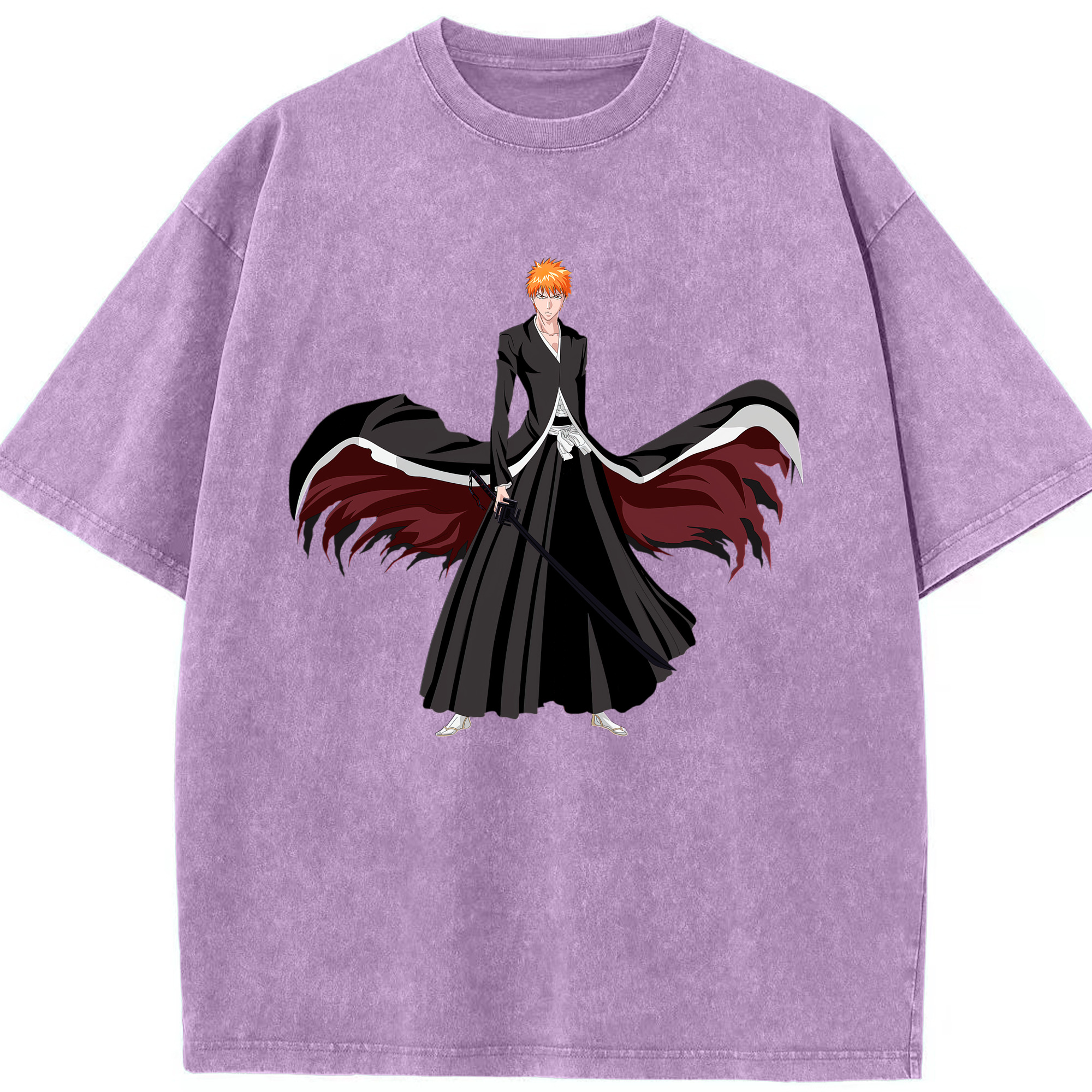 （画像用） ブリーチ 黒崎一護（くろさき いちご）BLEACH Kurosaki Ichigo 綿100% ヴィンテージ風 半袖Tシャツ（フロントプリント）