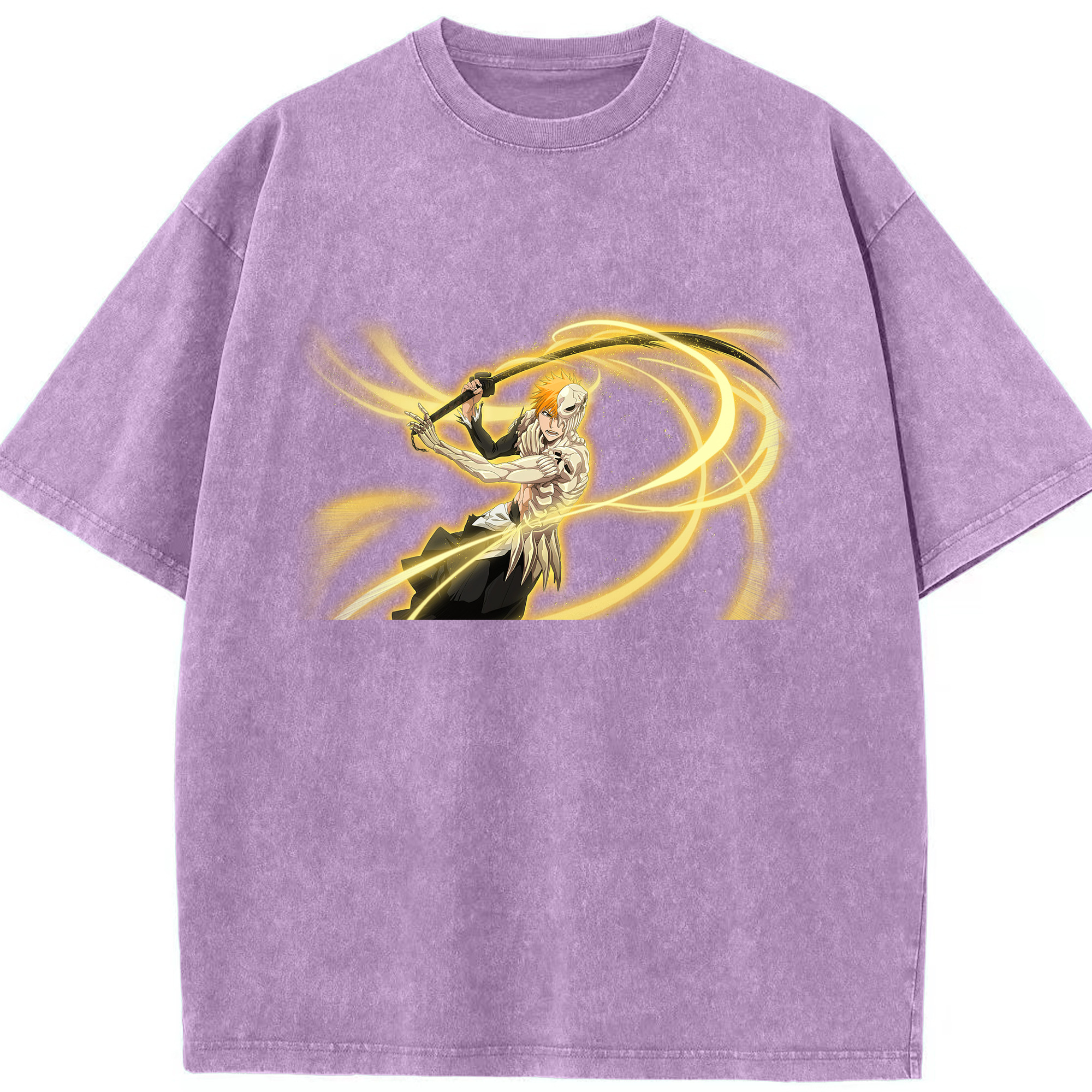 （画像用） ブリーチ 黒崎一護（くろさき いちご）BLEACH Kurosaki Ichigo 綿100% ヴィンテージ風 半袖Tシャツ（フロントプリント）