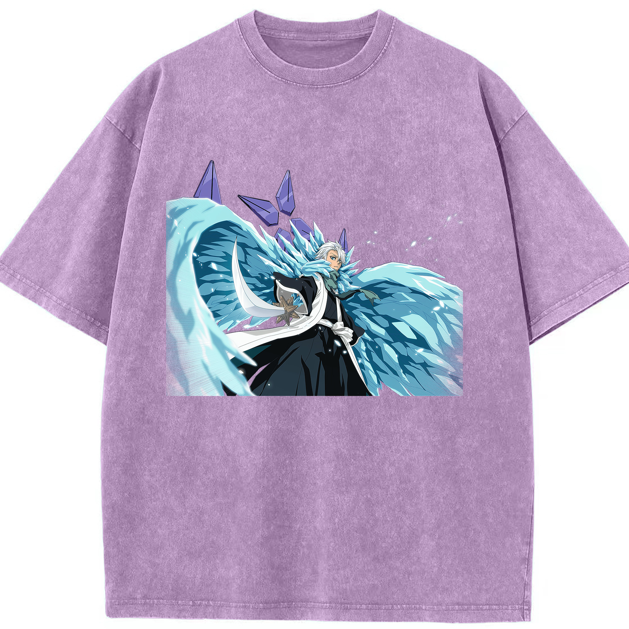（画像用） ブリーチ 日番谷冬獅郎（ひつがや とうしろう） BLEACH Hitsugaya Toushirou 綿100% ヴィンテージ風 半袖Tシャツ（フロントプリント）