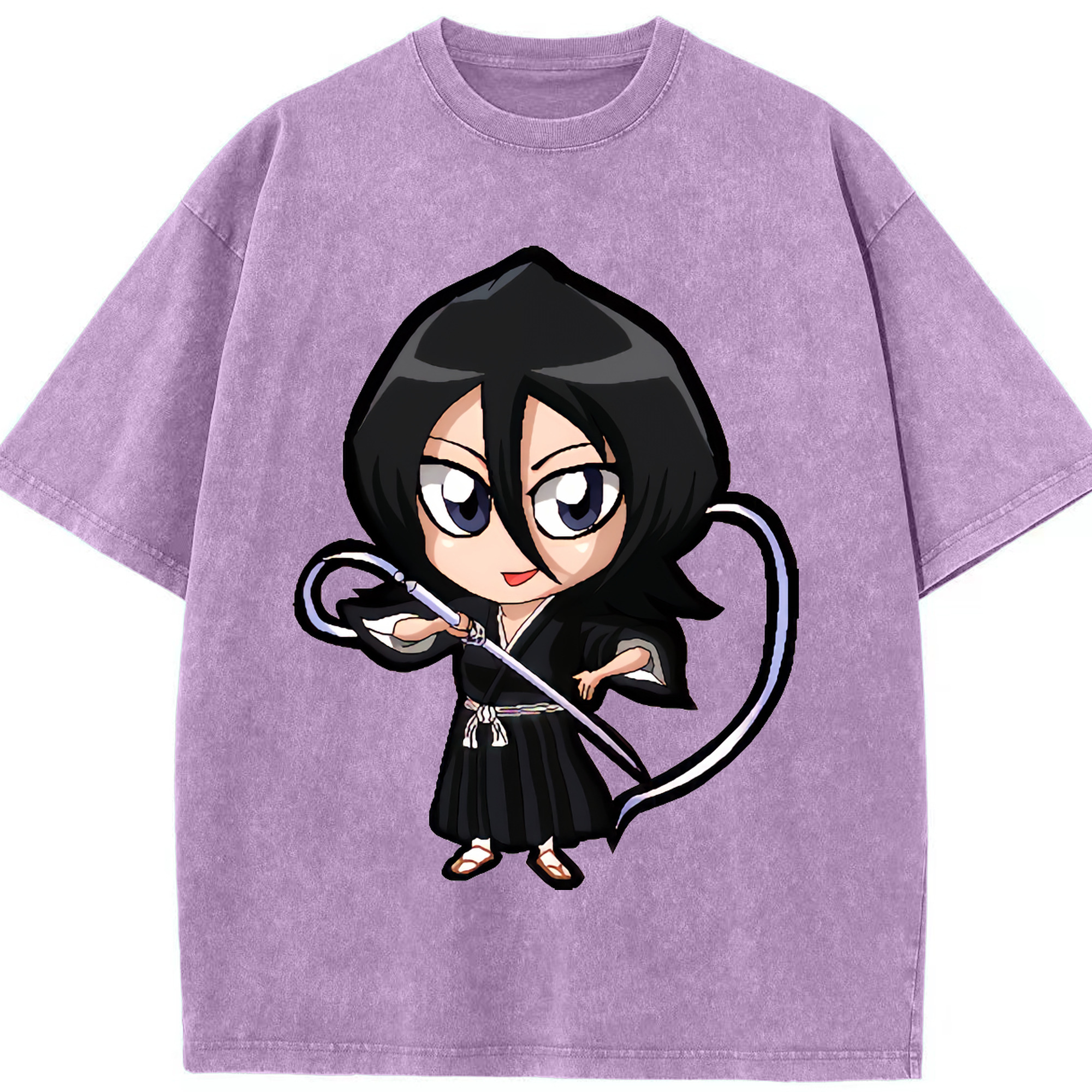 （画像用） ブリーチ 朽木ルキア BLEACH Kuchiki Rukia 綿100% ヴィンテージ風 半袖Tシャツ（フロントプリント）