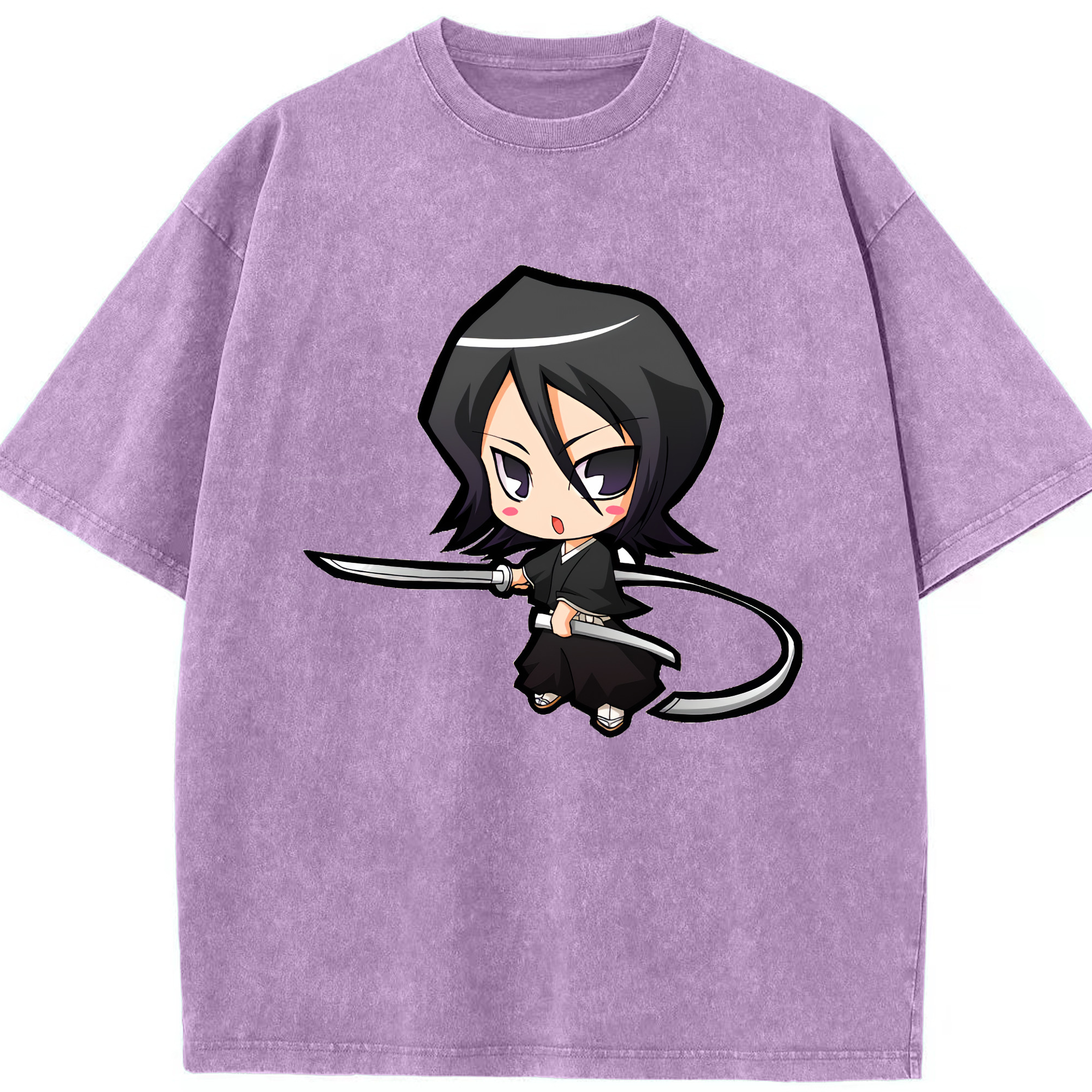 （画像用） ブリーチ 朽木ルキア BLEACH Kuchiki Rukia 綿100% ヴィンテージ風 半袖Tシャツ（フロントプリント）