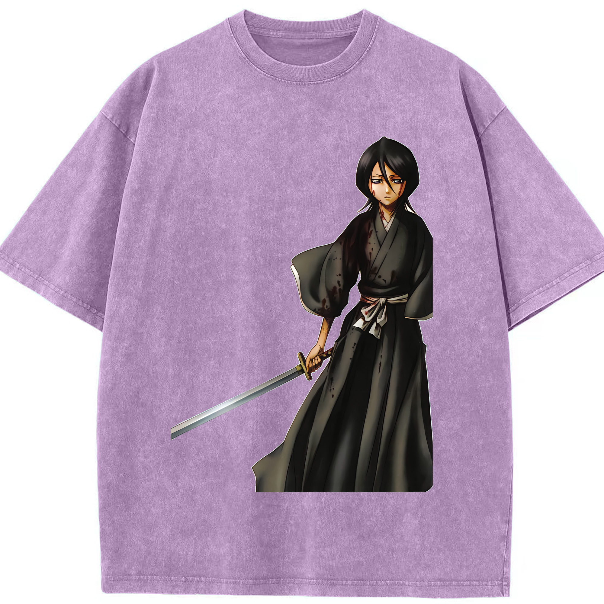（画像用） ブリーチ 朽木ルキア BLEACH Kuchiki Rukia 綿100% ヴィンテージ風 半袖Tシャツ（フロントプリント）