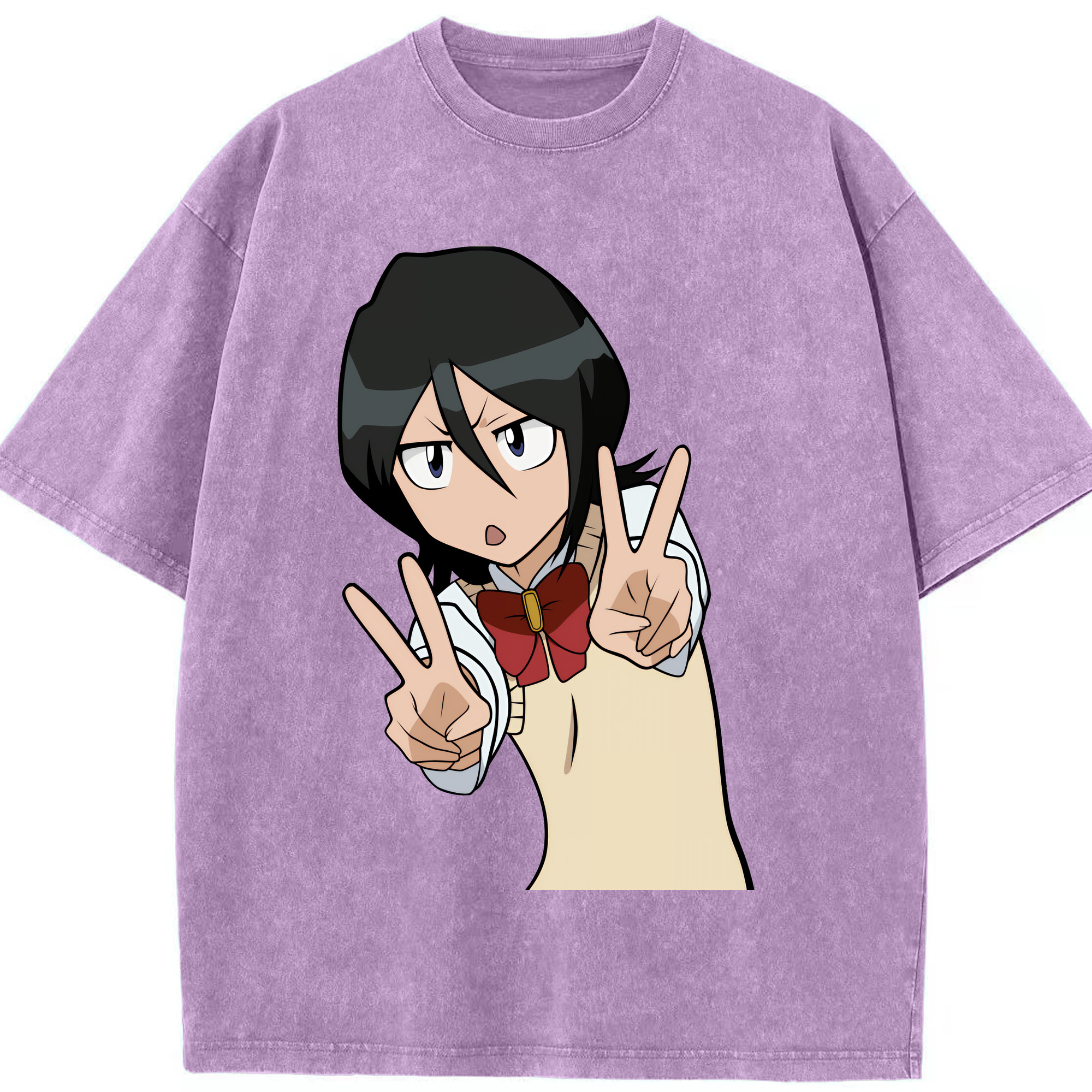 （画像用） ブリーチ 朽木ルキア BLEACH Kuchiki Rukia 綿100% ヴィンテージ風 半袖Tシャツ（フロントプリント）