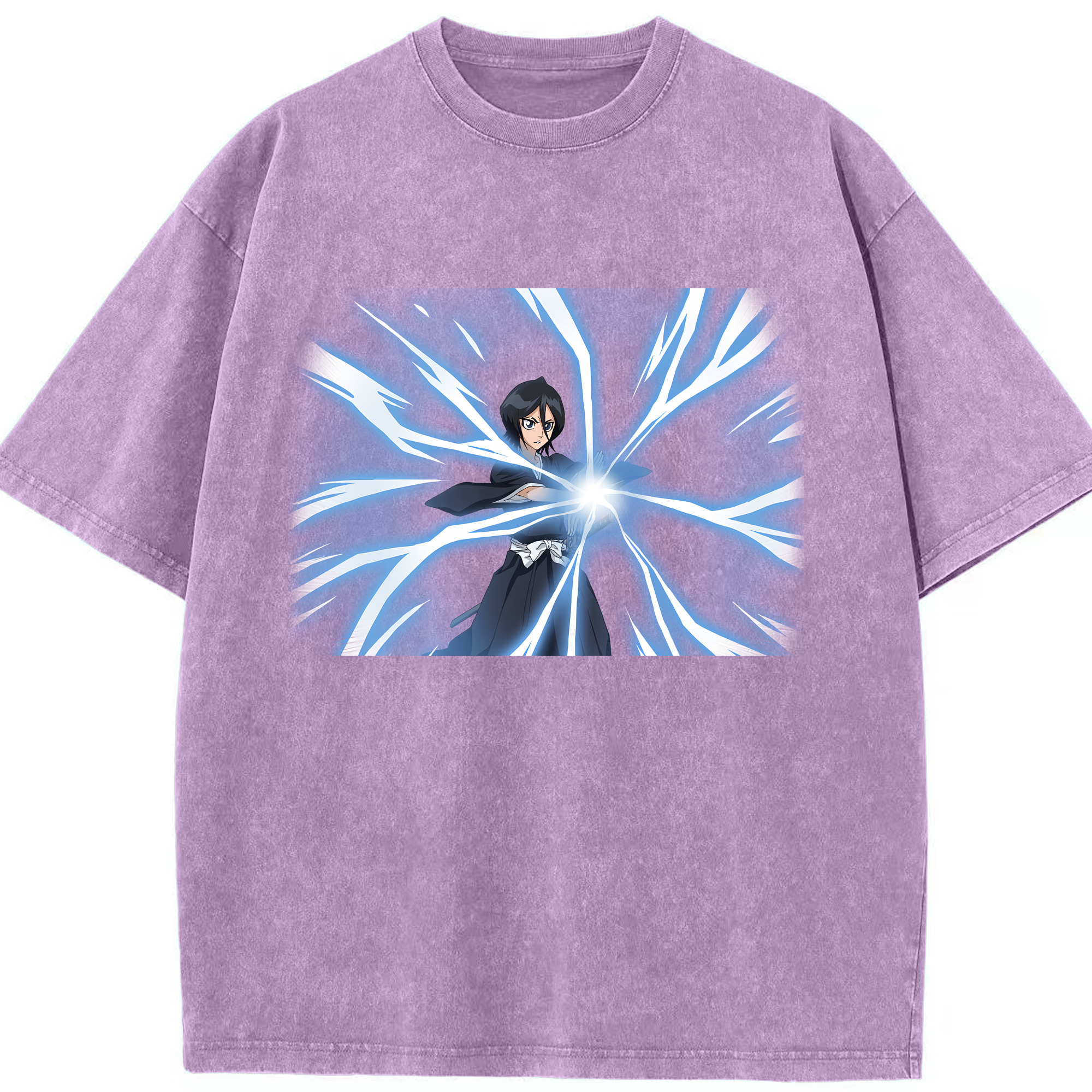 （画像用） ブリーチ 朽木ルキア BLEACH Kuchiki Rukia 綿100% ヴィンテージ風 半袖Tシャツ（フロントプリント）
