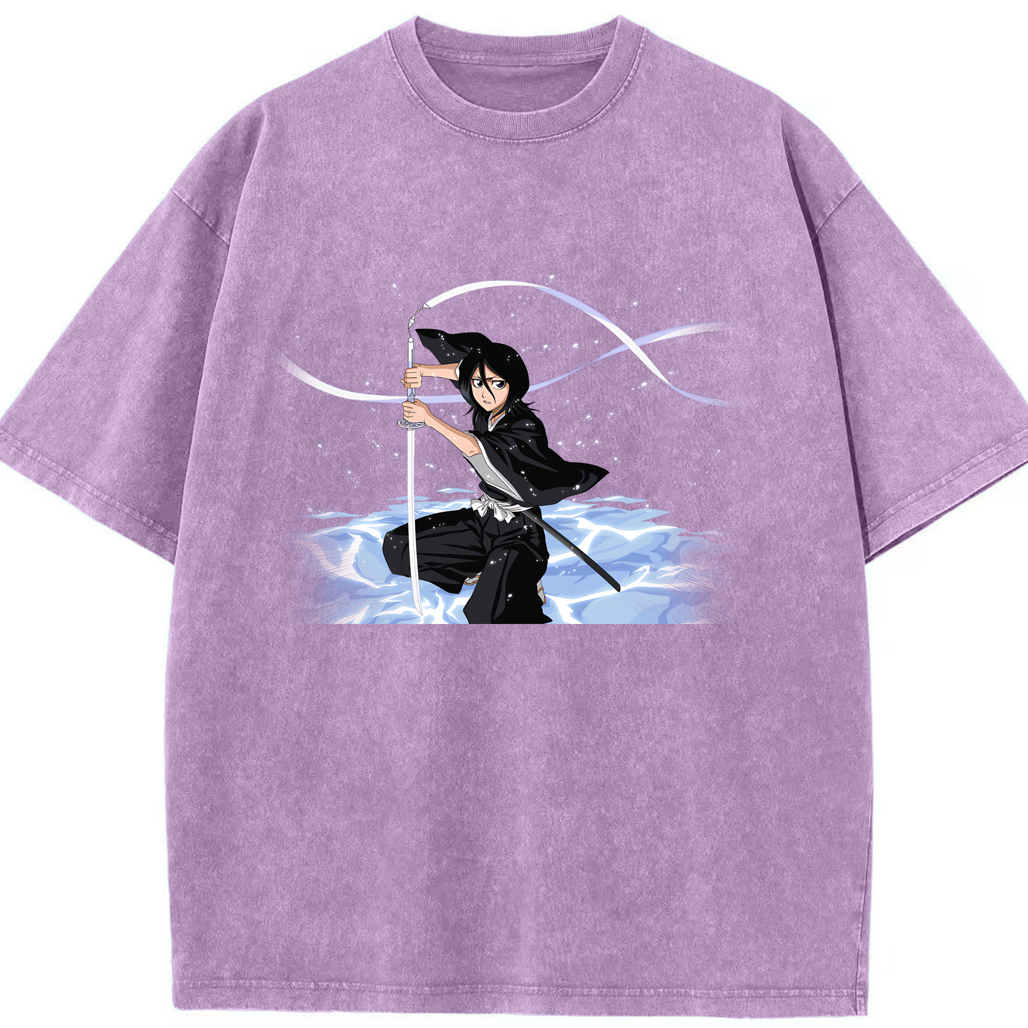（画像用） ブリーチ 朽木ルキア BLEACH Kuchiki Rukia 綿100% ヴィンテージ風 半袖Tシャツ（フロントプリント）