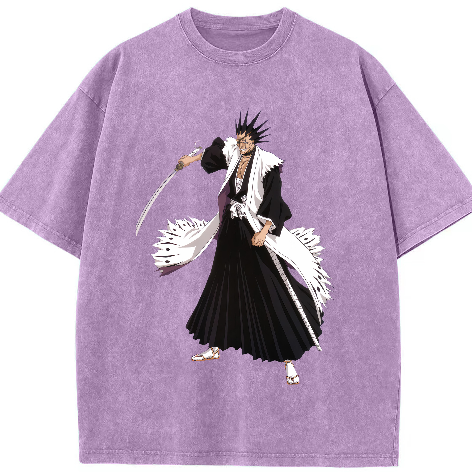 （画像用） ブリーチ ざらき けんぱち BLEACH Zaraki Kenpachi 綿100% ヴィンテージ風 半袖Tシャツ（フロントプリント）