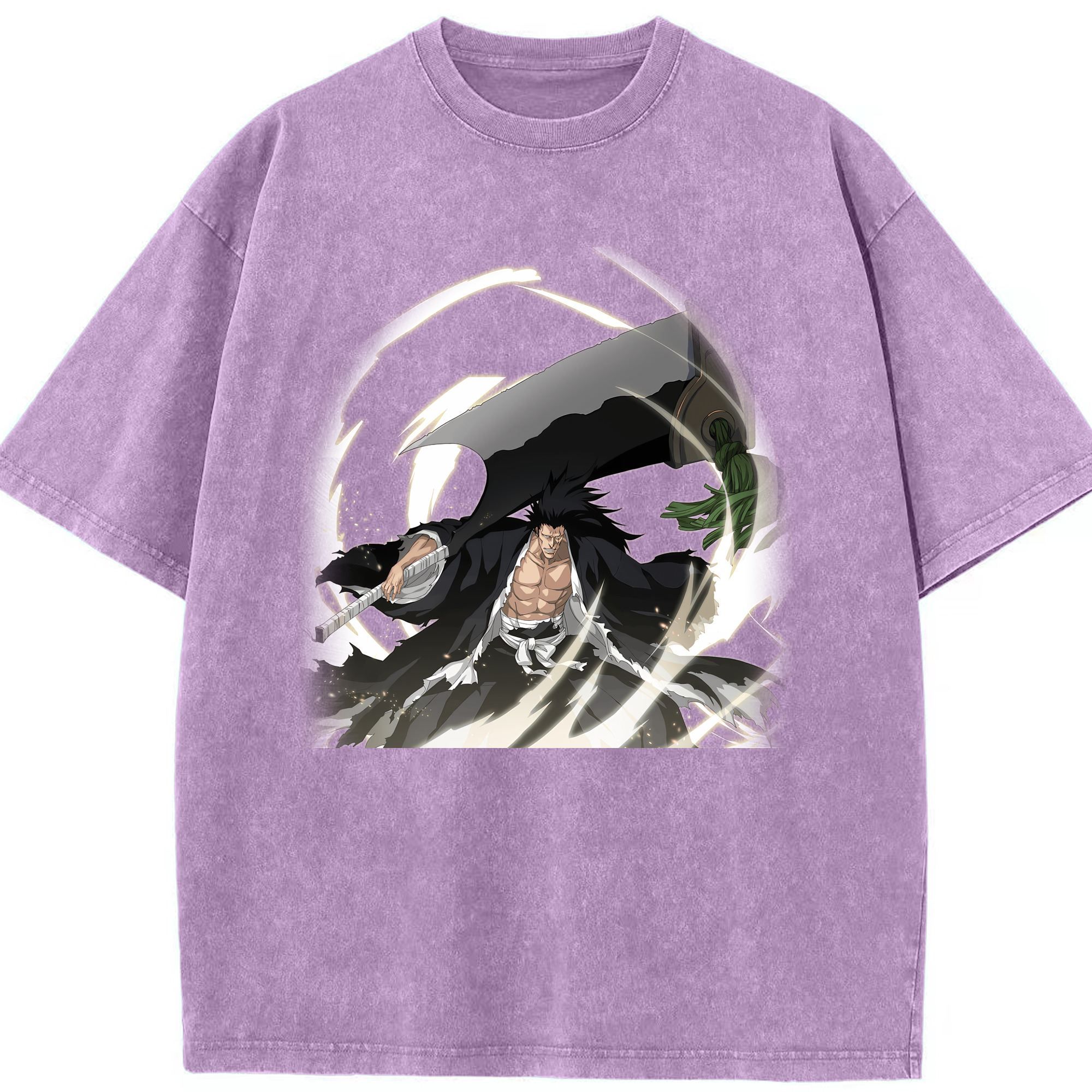 （画像用） ブリーチ ざらき けんぱち BLEACH Zaraki Kenpachi 綿100% ヴィンテージ風 半袖Tシャツ（フロントプリント）