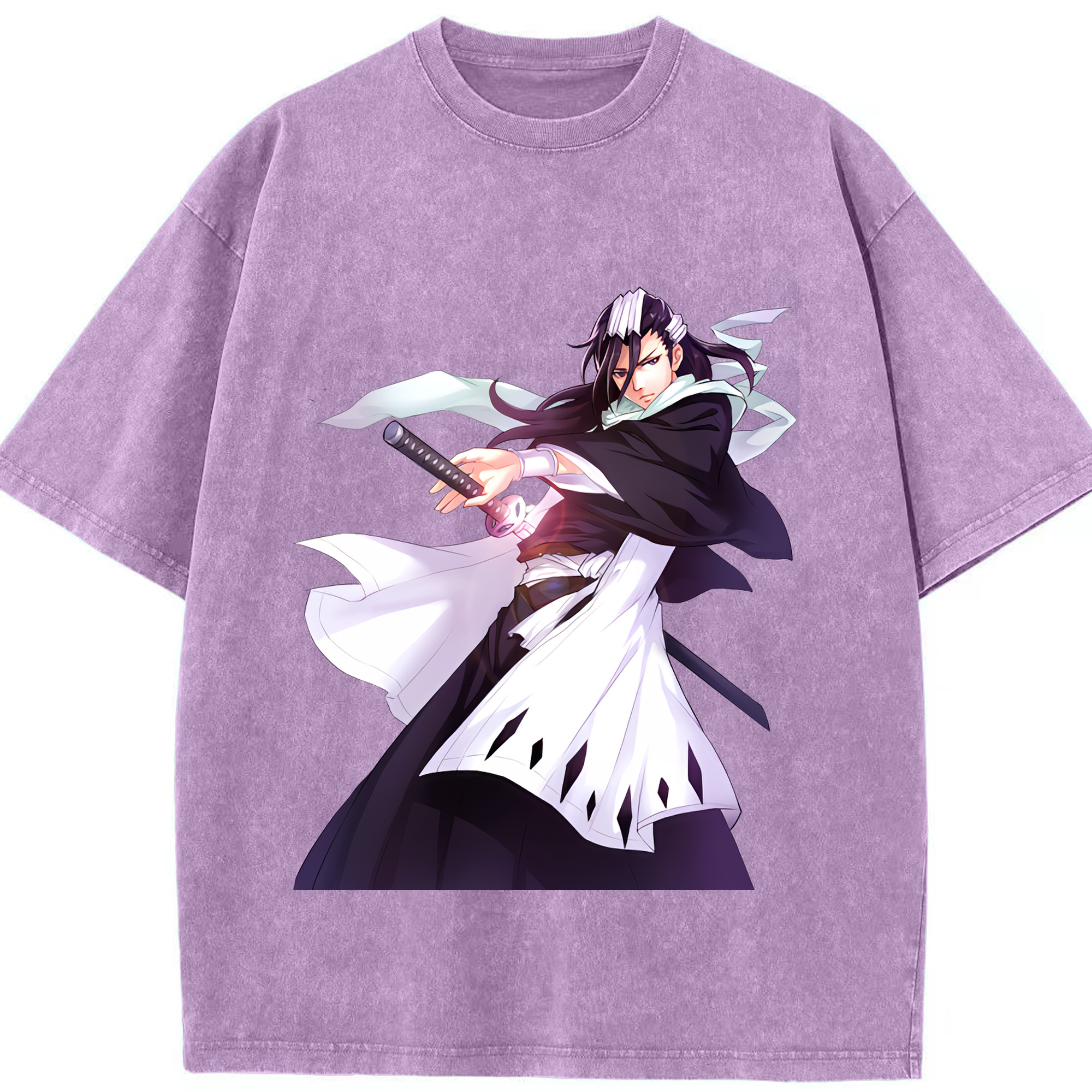 （画像用） ブリーチ くちき びゃくや BLEACH Kuchiki Byakuya 綿100% ヴィンテージ風 半袖Tシャツ（フロントプリント）