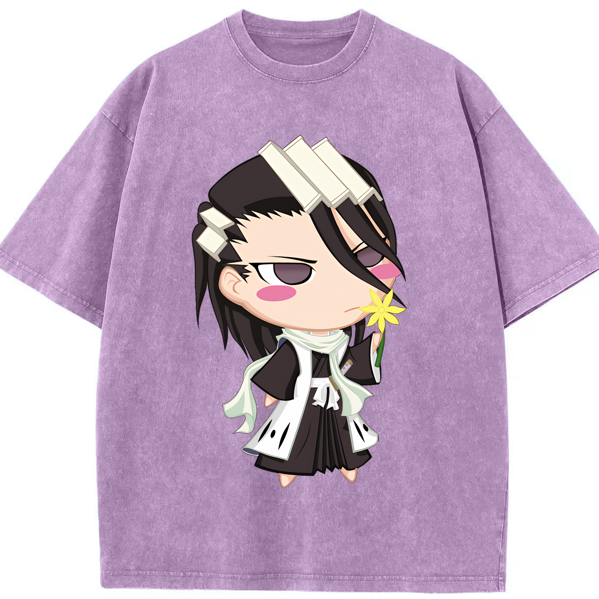 （画像用） ブリーチ くちき びゃくや BLEACH Kuchiki Byakuya 綿100% ヴィンテージ風 半袖Tシャツ（フロントプリント）