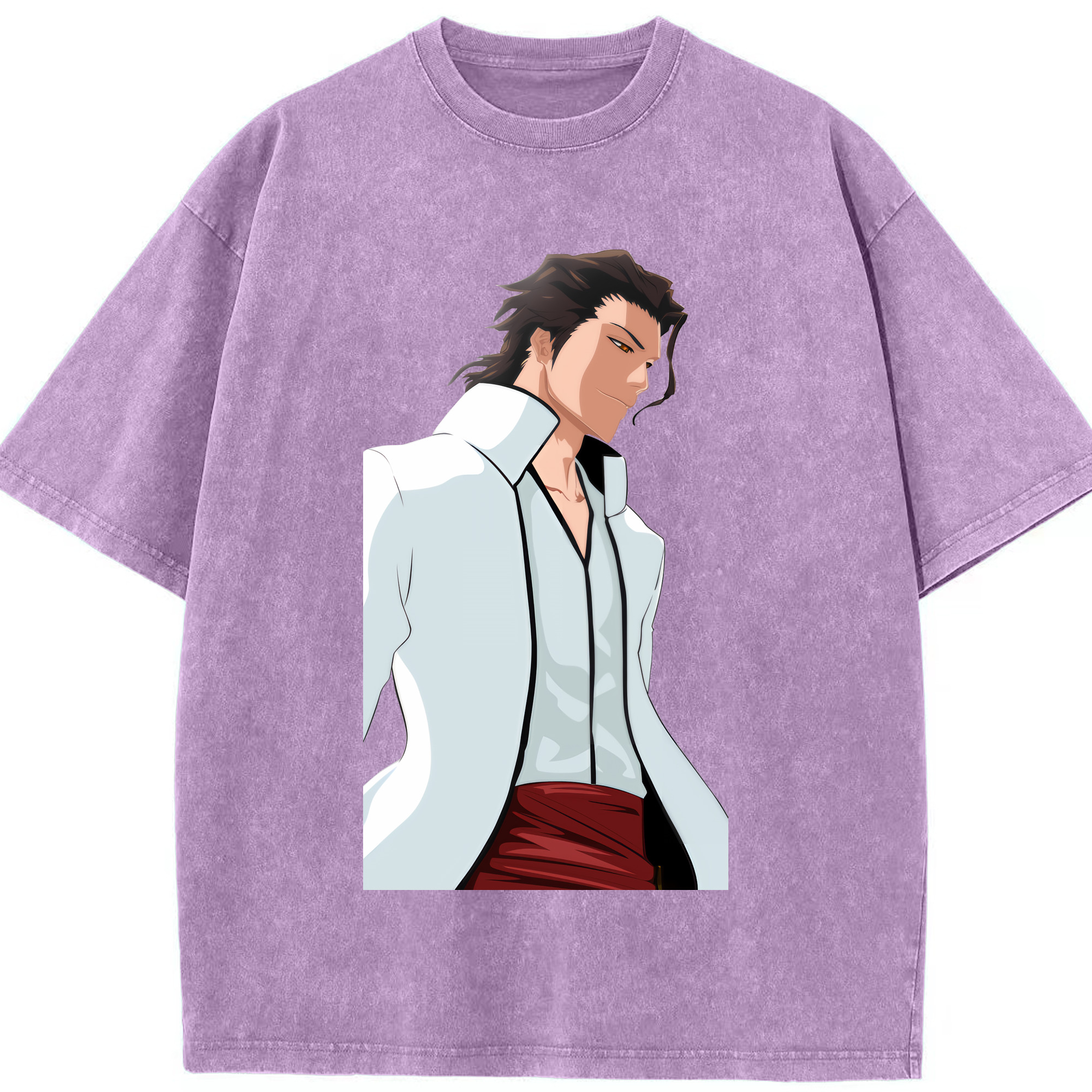 （画像用） ブリーチ 藍染 惣右介（あいぜん そうすけ） BLEACH Aizen Sousuke 綿100% ヴィンテージ風 半袖Tシャツ（フロントプリント）