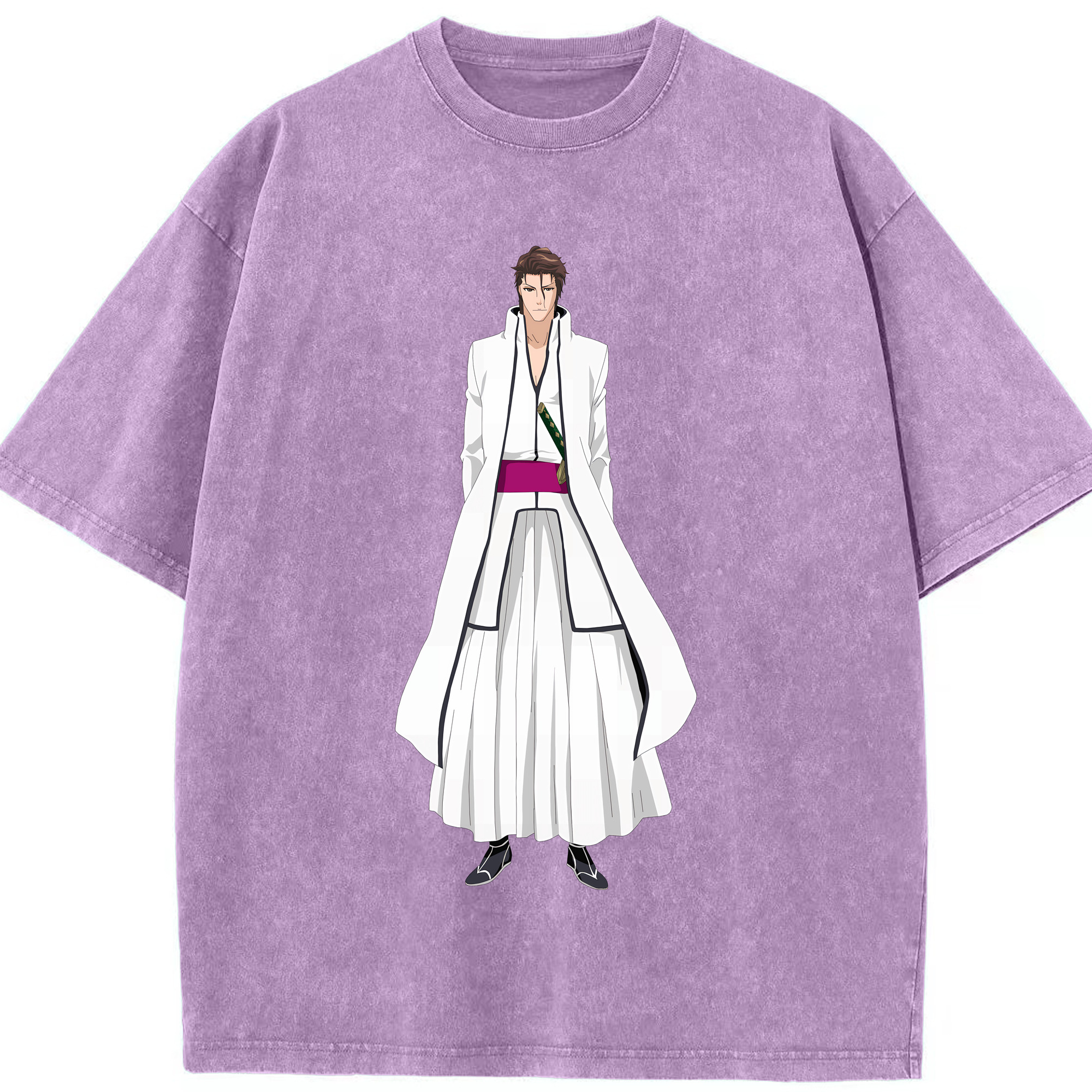 （画像用） ブリーチ 藍染 惣右介（あいぜん そうすけ） BLEACH Aizen Sousuke 綿100% ヴィンテージ風 半袖Tシャツ（フロントプリント）