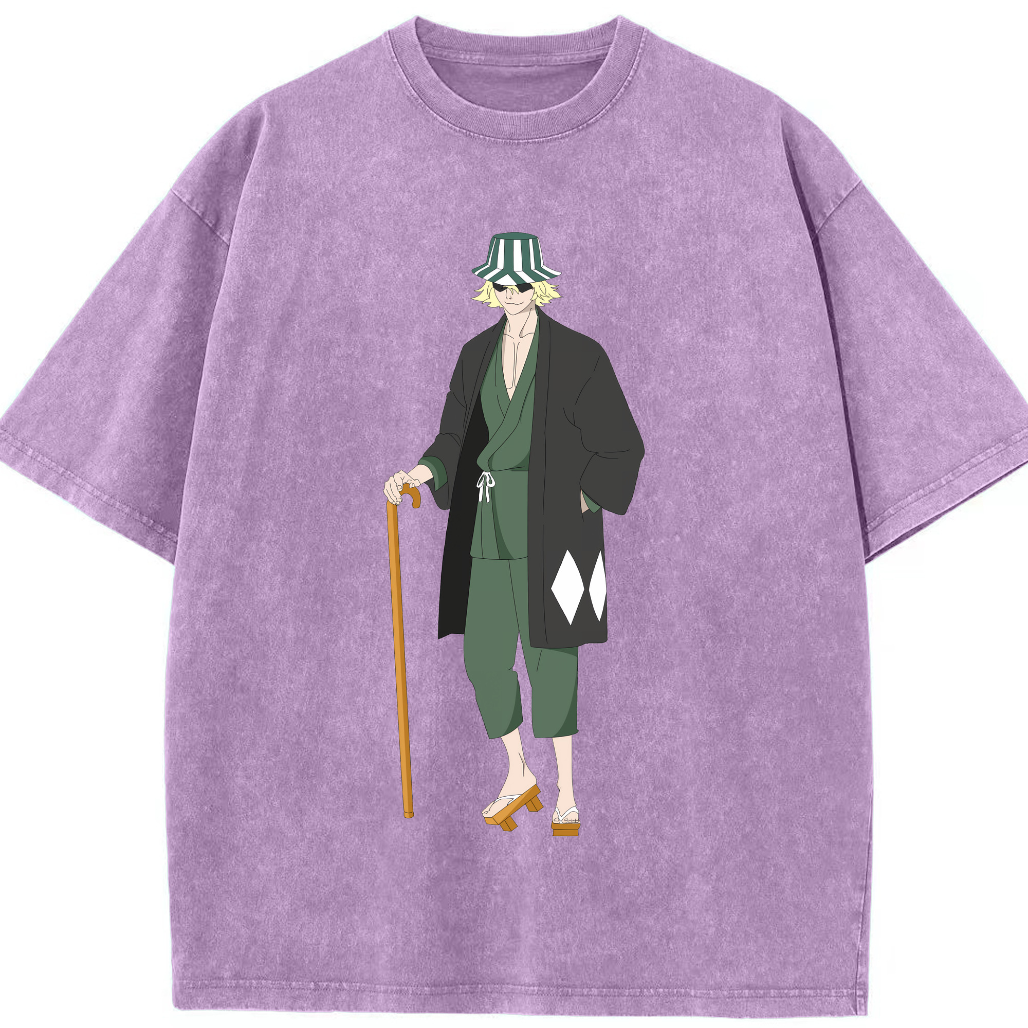 （画像用） "ブリーチ 浦原 喜助（うらはら きすけ） BLEACH Urahara Kisuke " 綿100% ヴィンテージ風 半袖Tシャツ（フロントプリント）