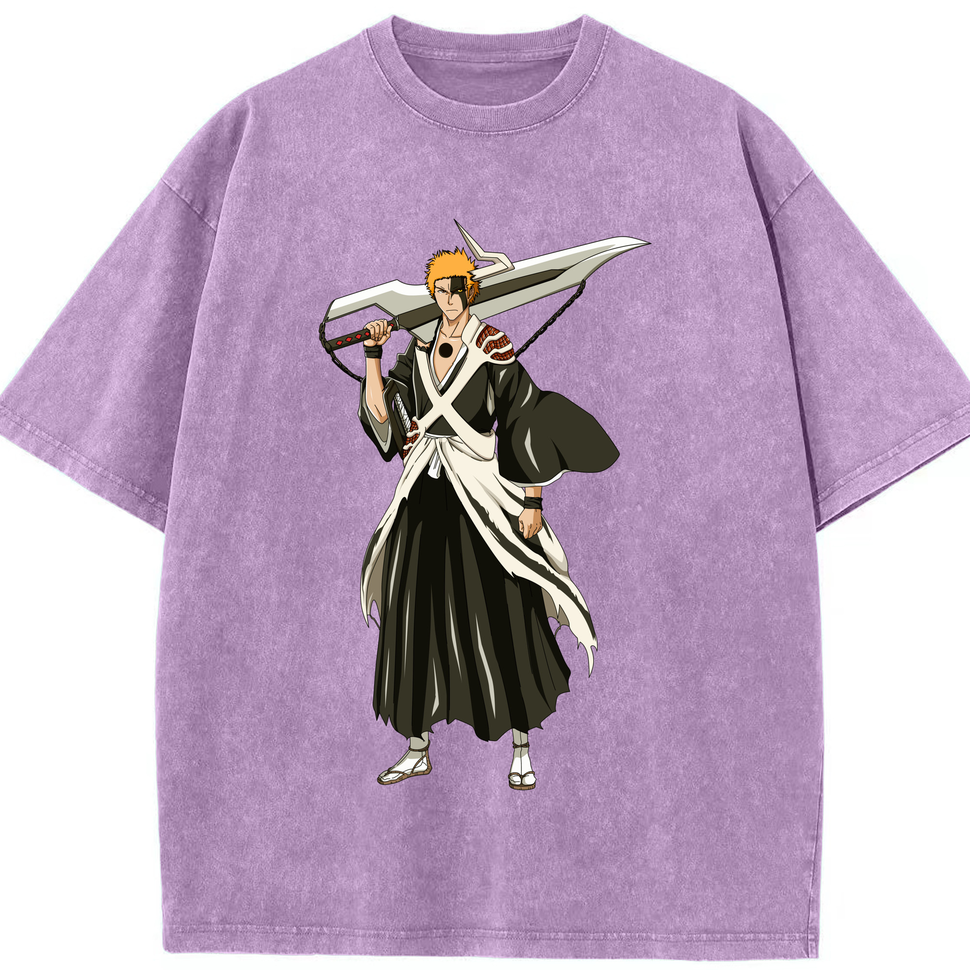 （画像用） ブリーチ 黒崎一護（くろさき いちご）BLEACH Kurosaki Ichigo 綿100% ヴィンテージ風 半袖Tシャツ（フロントプリント）