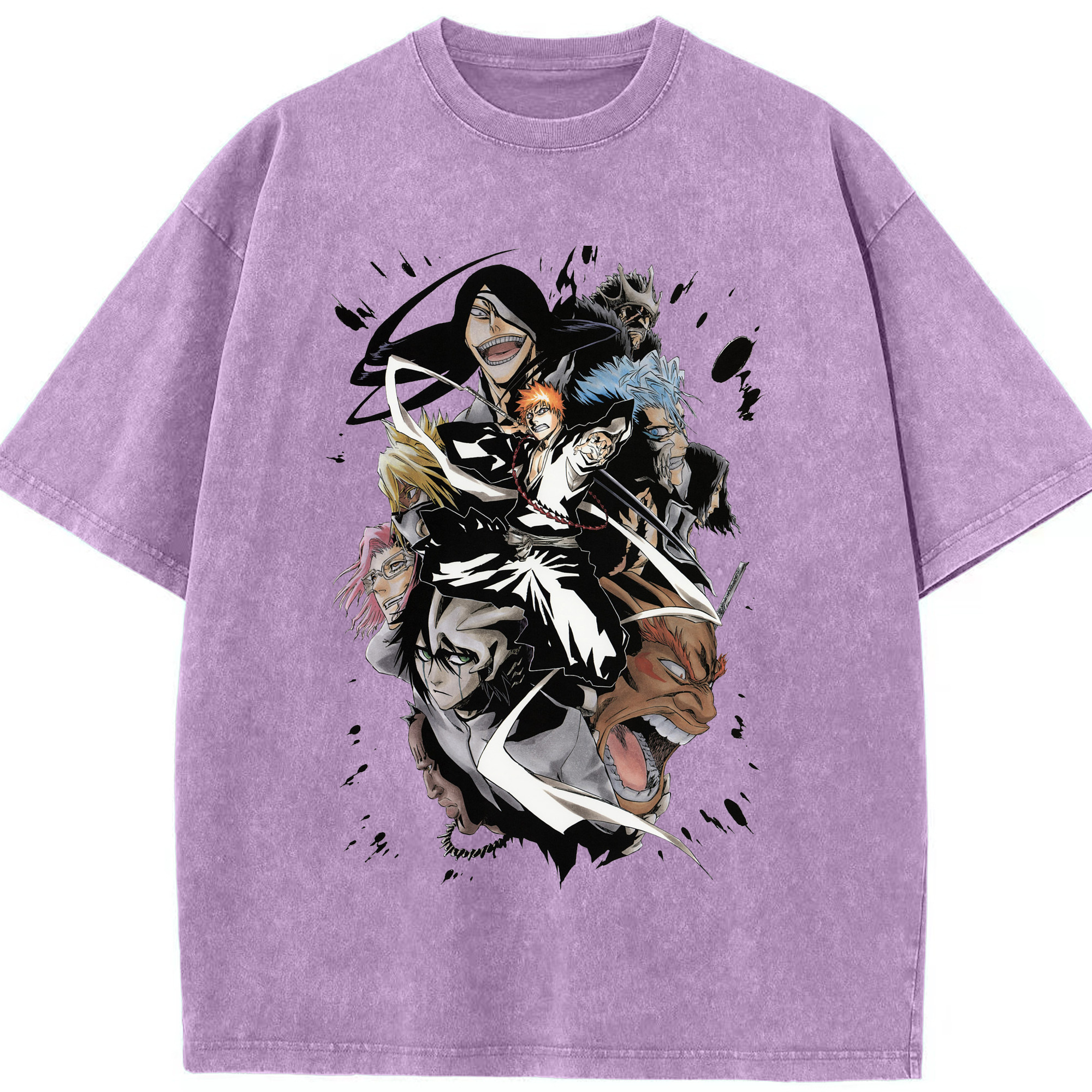 （画像用） ブリーチ 黒崎一護（くろさき いちご）BLEACH Kurosaki Ichigo 綿100% ヴィンテージ風 半袖Tシャツ（フロントプリント）