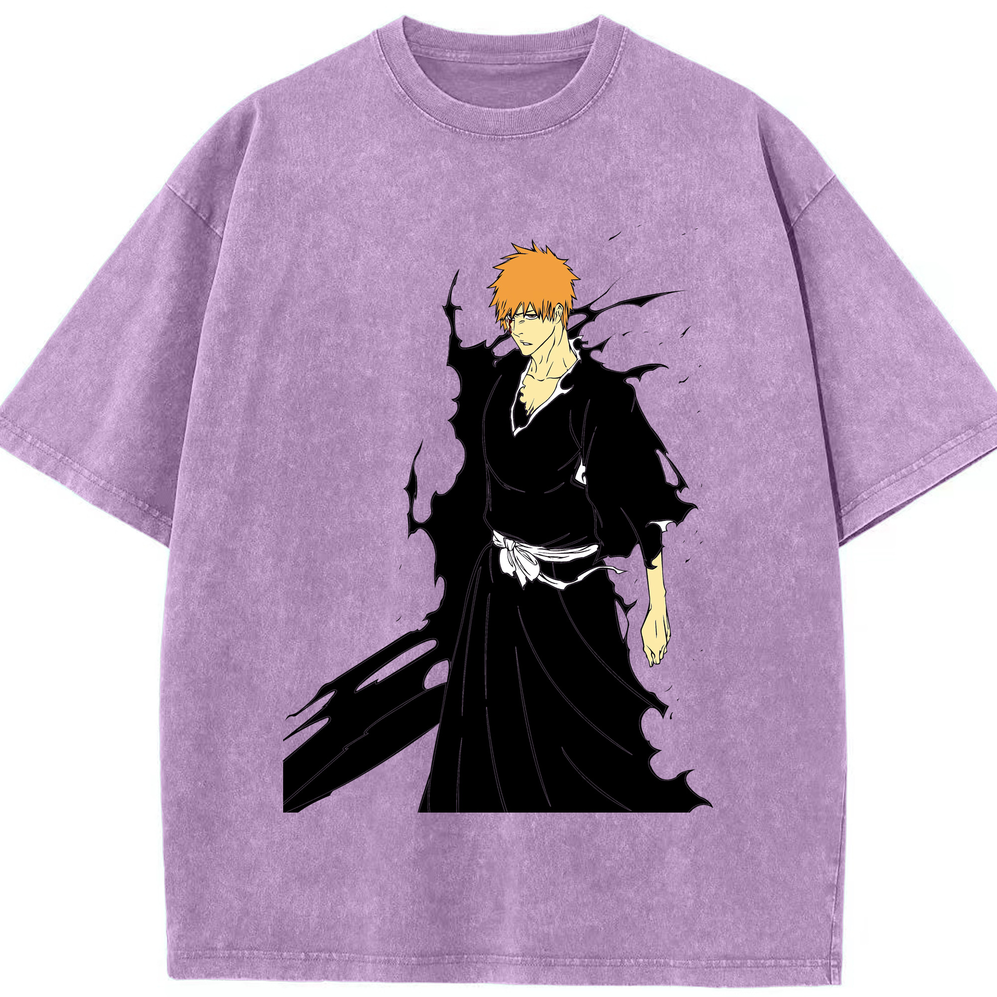 （画像用） ブリーチ 黒崎一護（くろさき いちご）BLEACH Kurosaki Ichigo 綿100% ヴィンテージ風 半袖Tシャツ（フロントプリント）