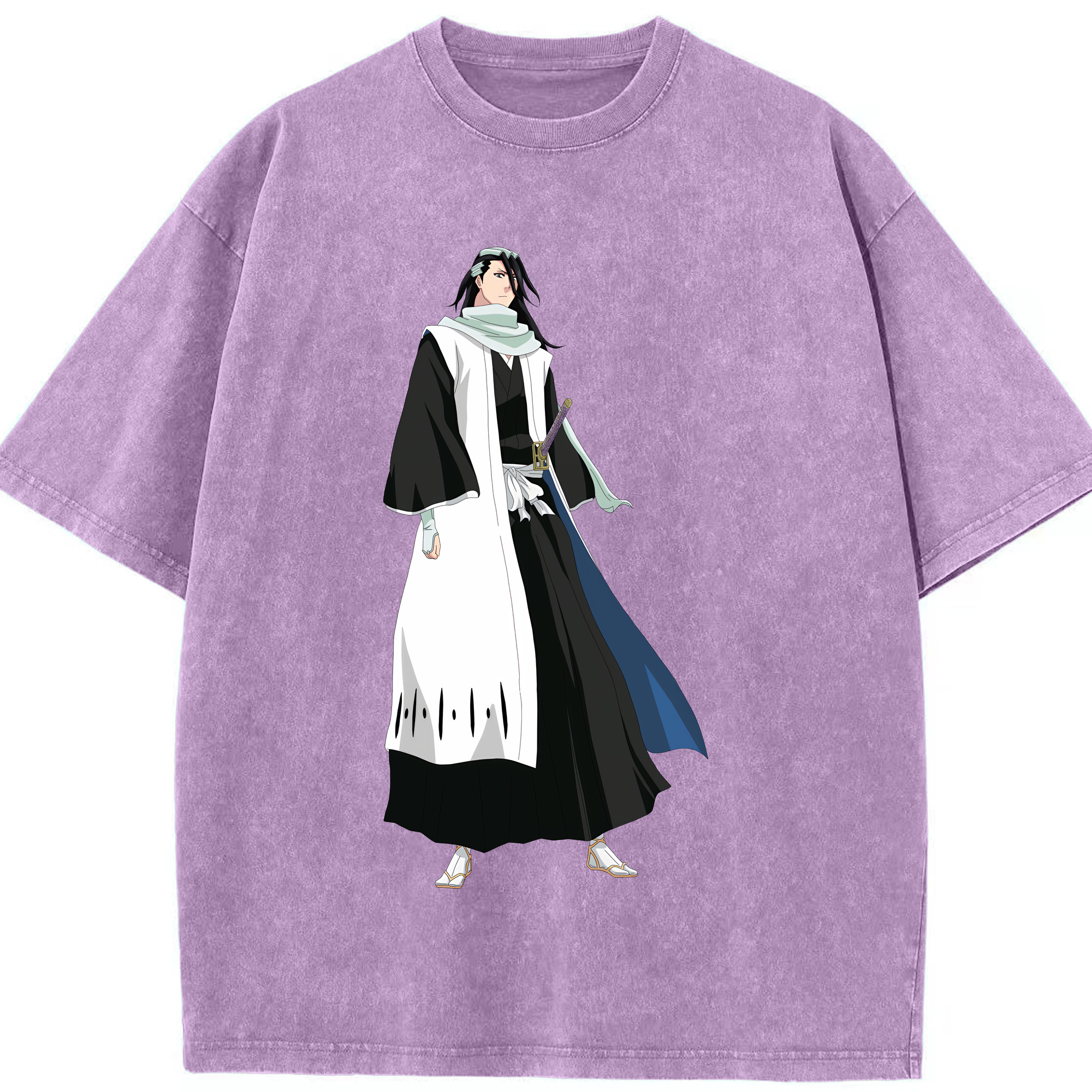 （画像用） ブリーチ くちき びゃくや BLEACH Kuchiki Byakuya 綿100% ヴィンテージ風 半袖Tシャツ（フロントプリント）