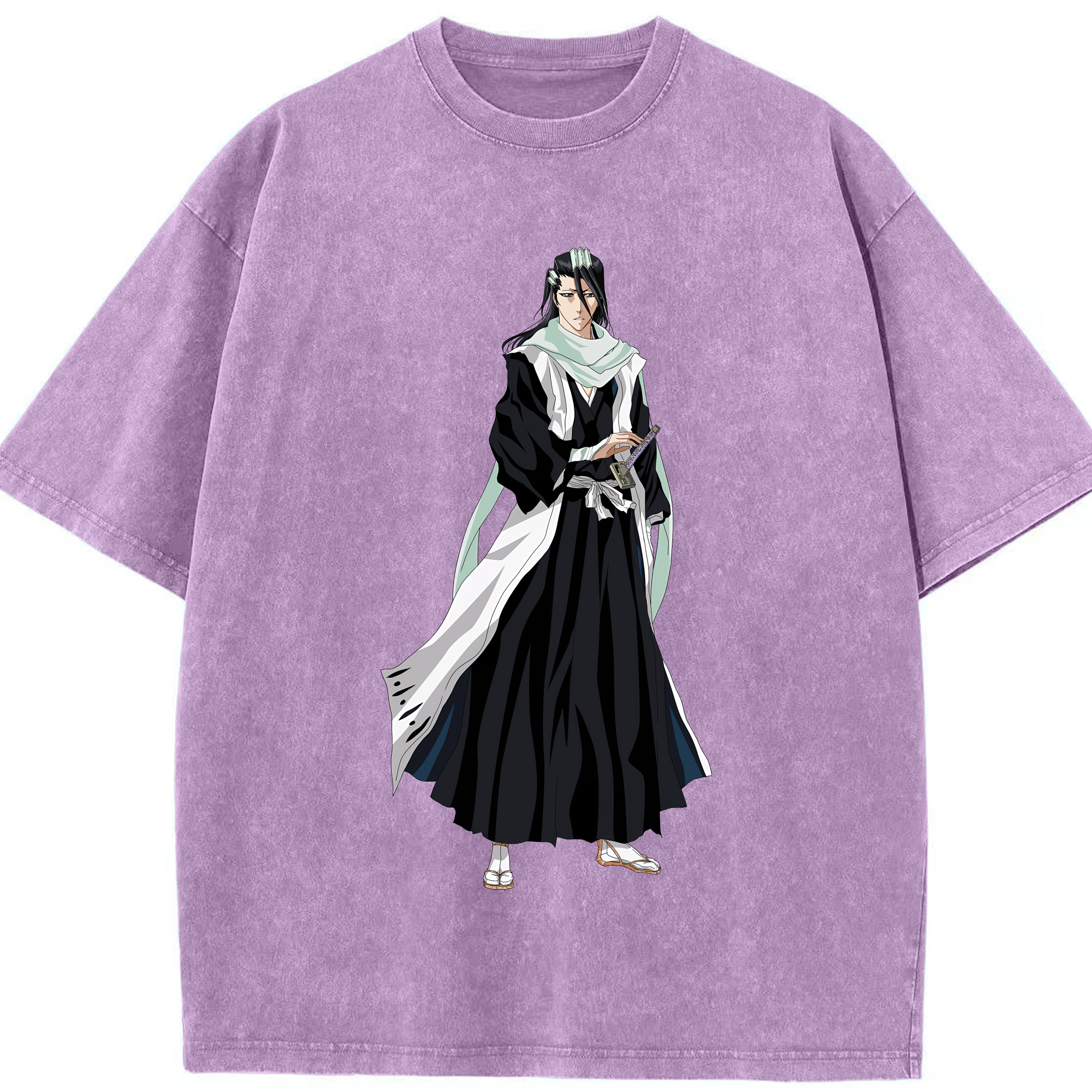 （画像用） ブリーチ くちき びゃくや BLEACH Kuchiki Byakuya 綿100% ヴィンテージ風 半袖Tシャツ（フロントプリント）
