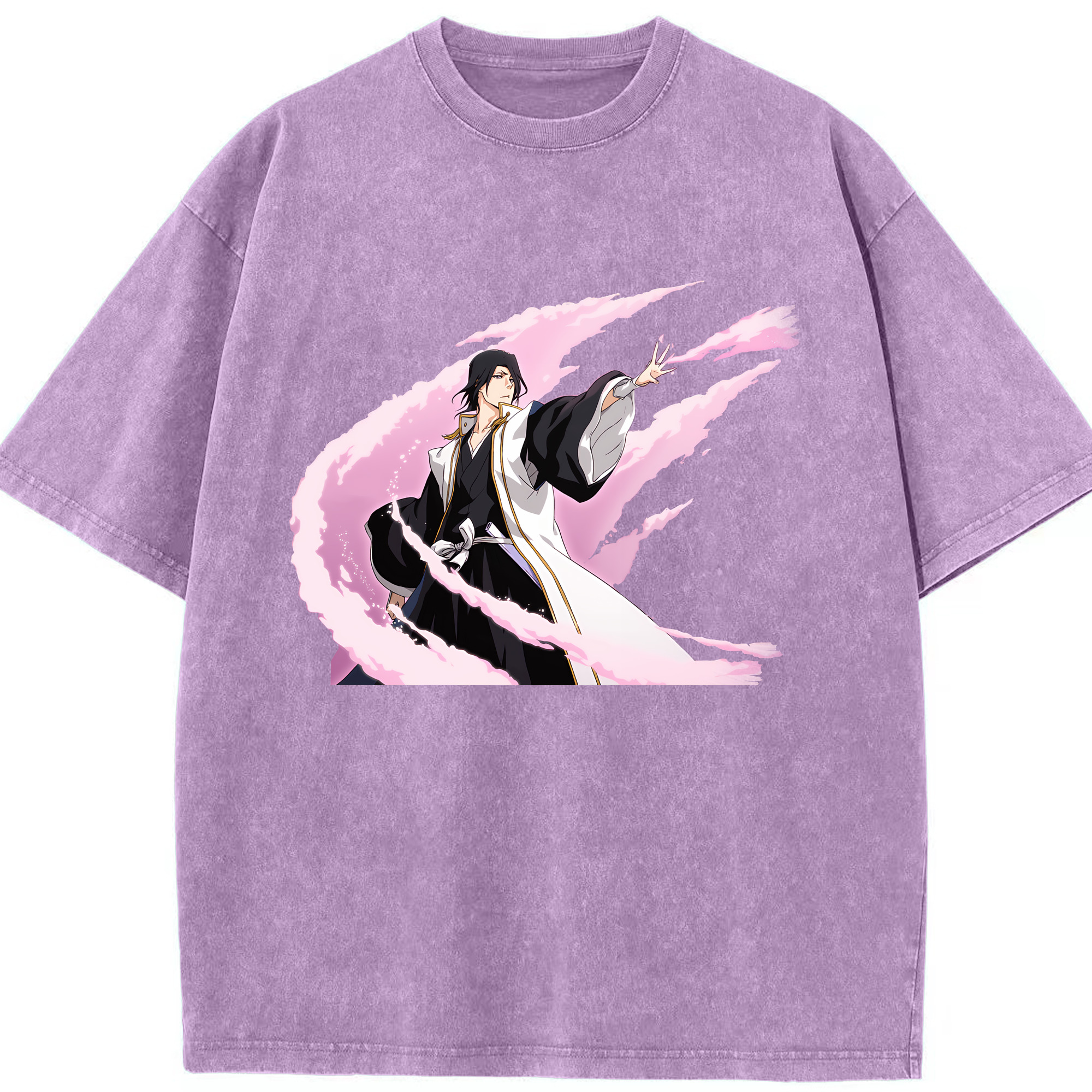 （画像用） ブリーチ くちき びゃくや BLEACH Kuchiki Byakuya 綿100% ヴィンテージ風 半袖Tシャツ（フロントプリント）