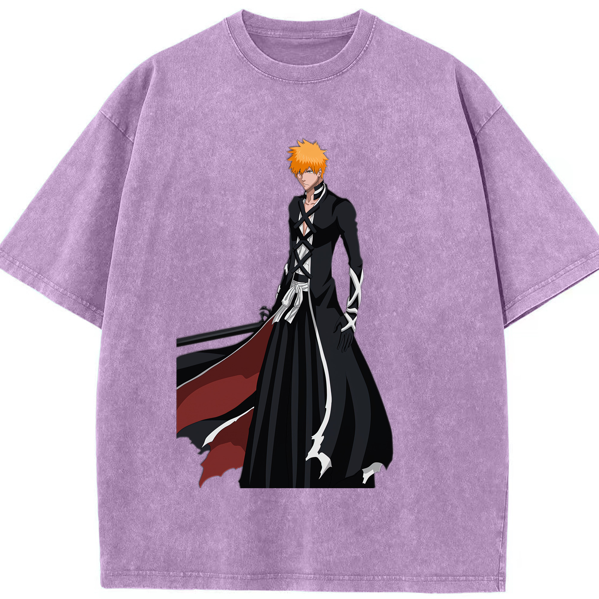 （画像用） ブリーチ 黒崎一護（くろさき いちご）BLEACH Kurosaki Ichigo 綿100% ヴィンテージ風 半袖Tシャツ（フロントプリント）