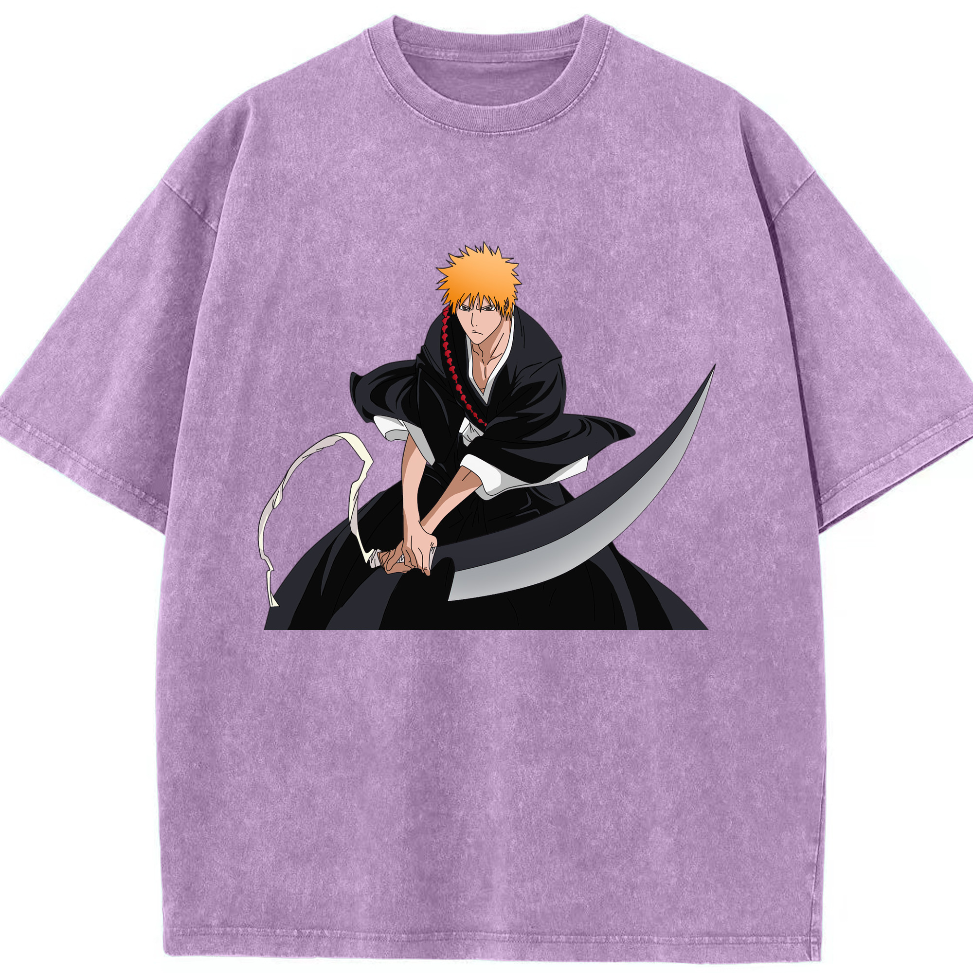 （画像用） ブリーチ 黒崎一護（くろさき いちご）BLEACH Kurosaki Ichigo 綿100% ヴィンテージ風 半袖Tシャツ（フロントプリント）