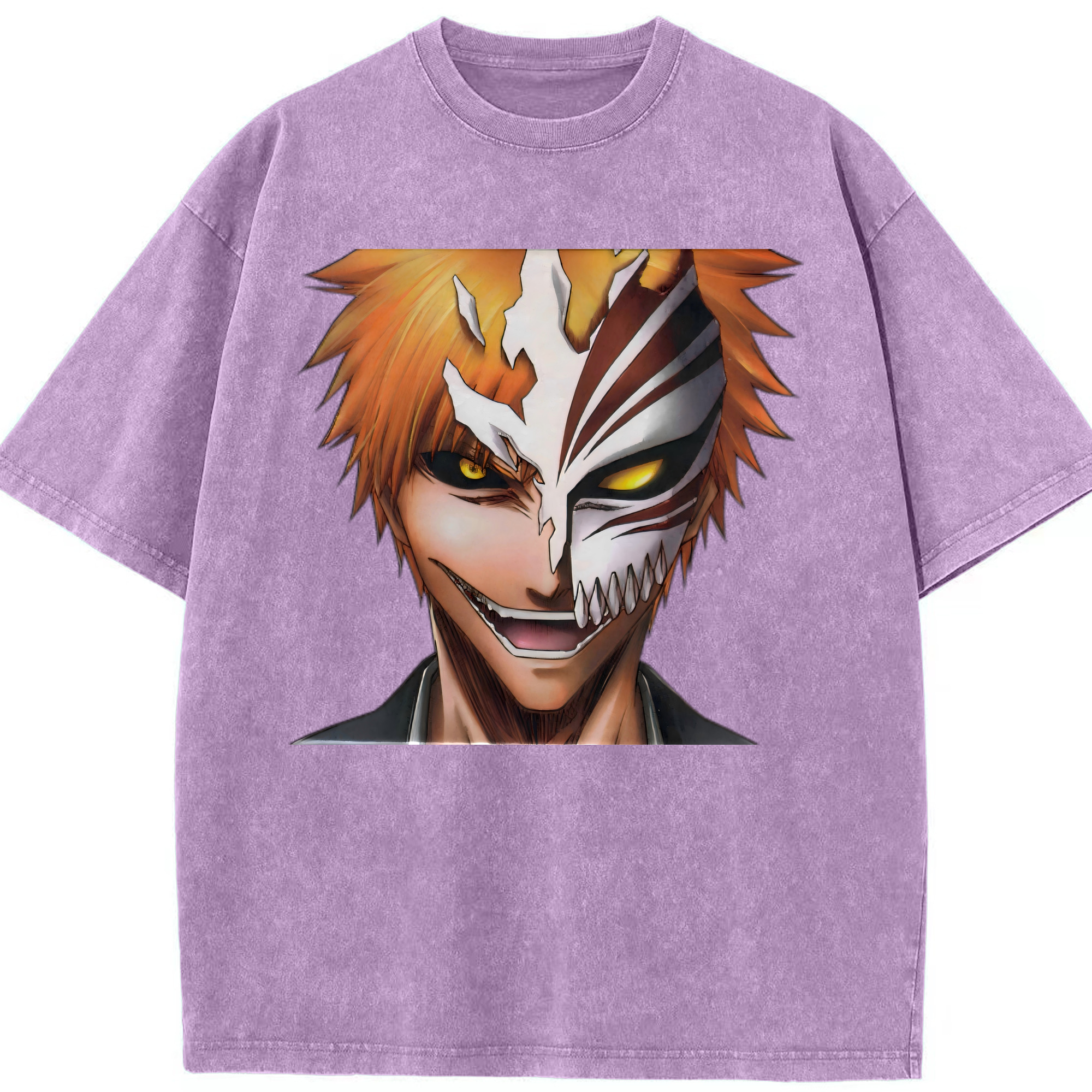 （画像用） ブリーチ 黒崎一護（くろさき いちご）BLEACH Kurosaki Ichigo 綿100% ヴィンテージ風 半袖Tシャツ（フロントプリント）