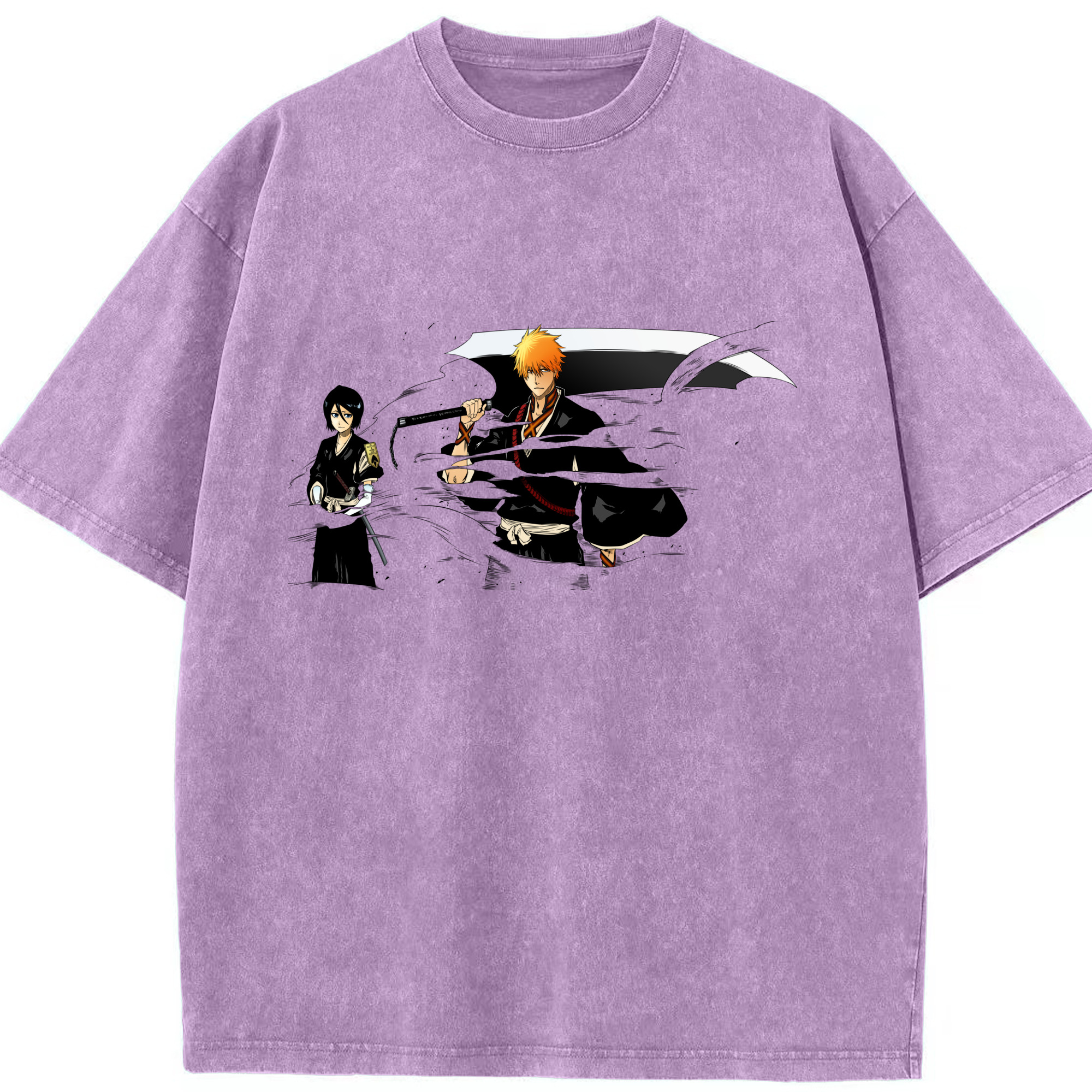（画像用） ブリーチ 黒崎一護（くろさき いちご）BLEACH Kurosaki Ichigo 綿100% ヴィンテージ風 半袖Tシャツ（フロントプリント）