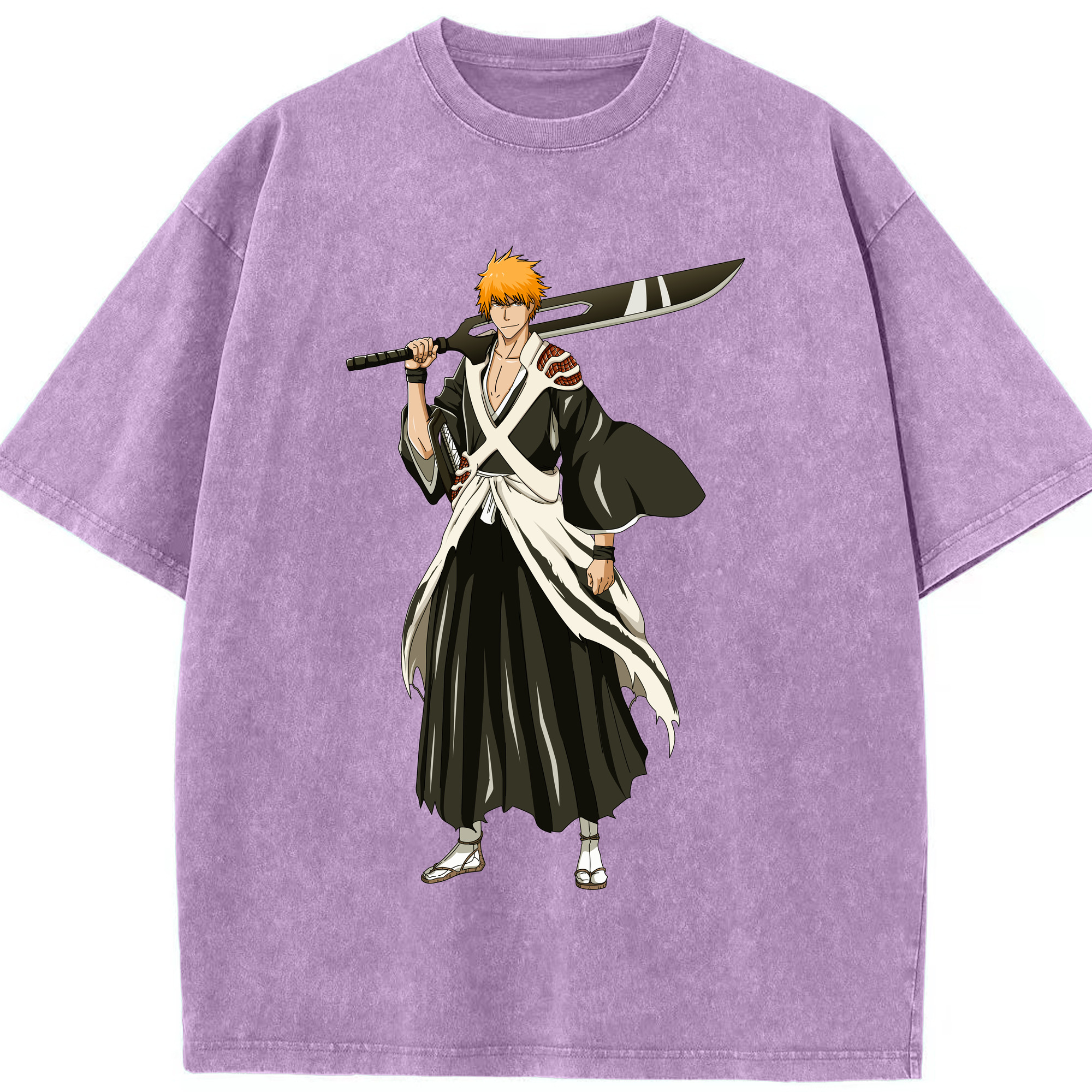 （画像用） ブリーチ 黒崎一護（くろさき いちご）BLEACH Kurosaki Ichigo 綿100% ヴィンテージ風 半袖Tシャツ（フロントプリント）
