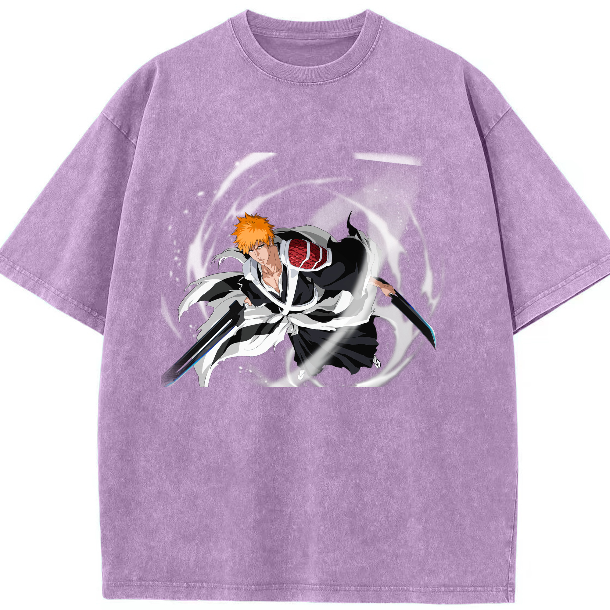 （画像用） ブリーチ 黒崎一護（くろさき いちご）BLEACH Kurosaki Ichigo 綿100% ヴィンテージ風 半袖Tシャツ（フロントプリント）