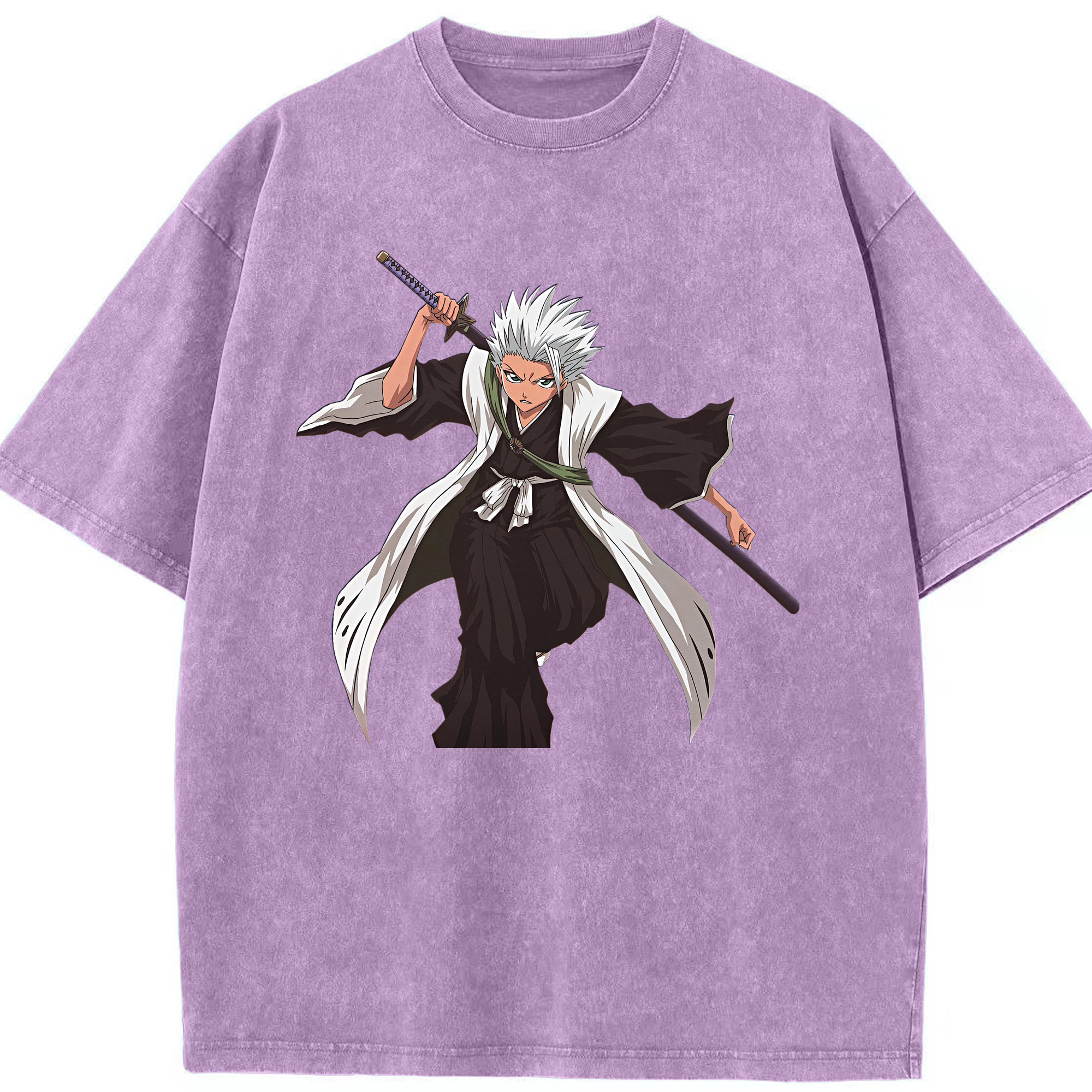 （画像用） ブリーチ 日番谷冬獅郎（ひつがや とうしろう） BLEACH Hitsugaya Toushirou 綿100% ヴィンテージ風 半袖Tシャツ（フロントプリント）