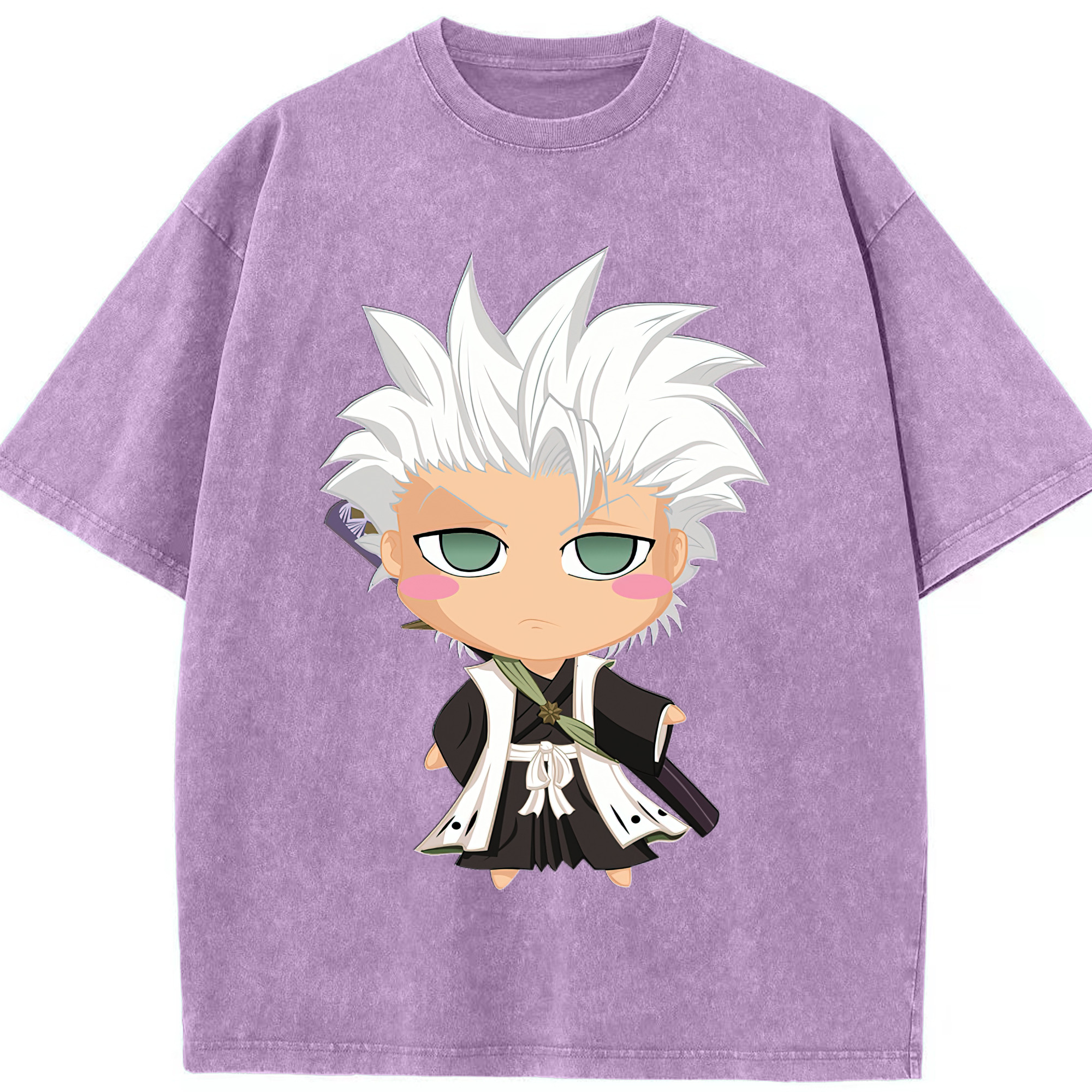 （画像用） ブリーチ 日番谷冬獅郎（ひつがや とうしろう） BLEACH Hitsugaya Toushirou 綿100% ヴィンテージ風 半袖Tシャツ（フロントプリント）