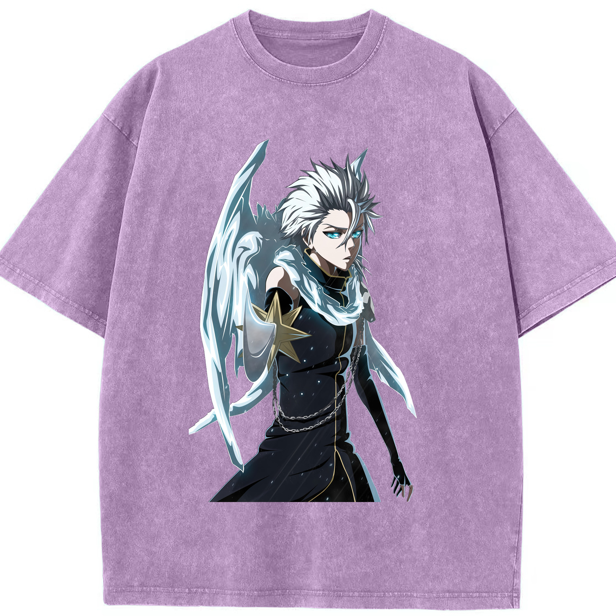 （画像用） ブリーチ 日番谷冬獅郎（ひつがや とうしろう） BLEACH Hitsugaya Toushirou 綿100% ヴィンテージ風 半袖Tシャツ（フロントプリント）