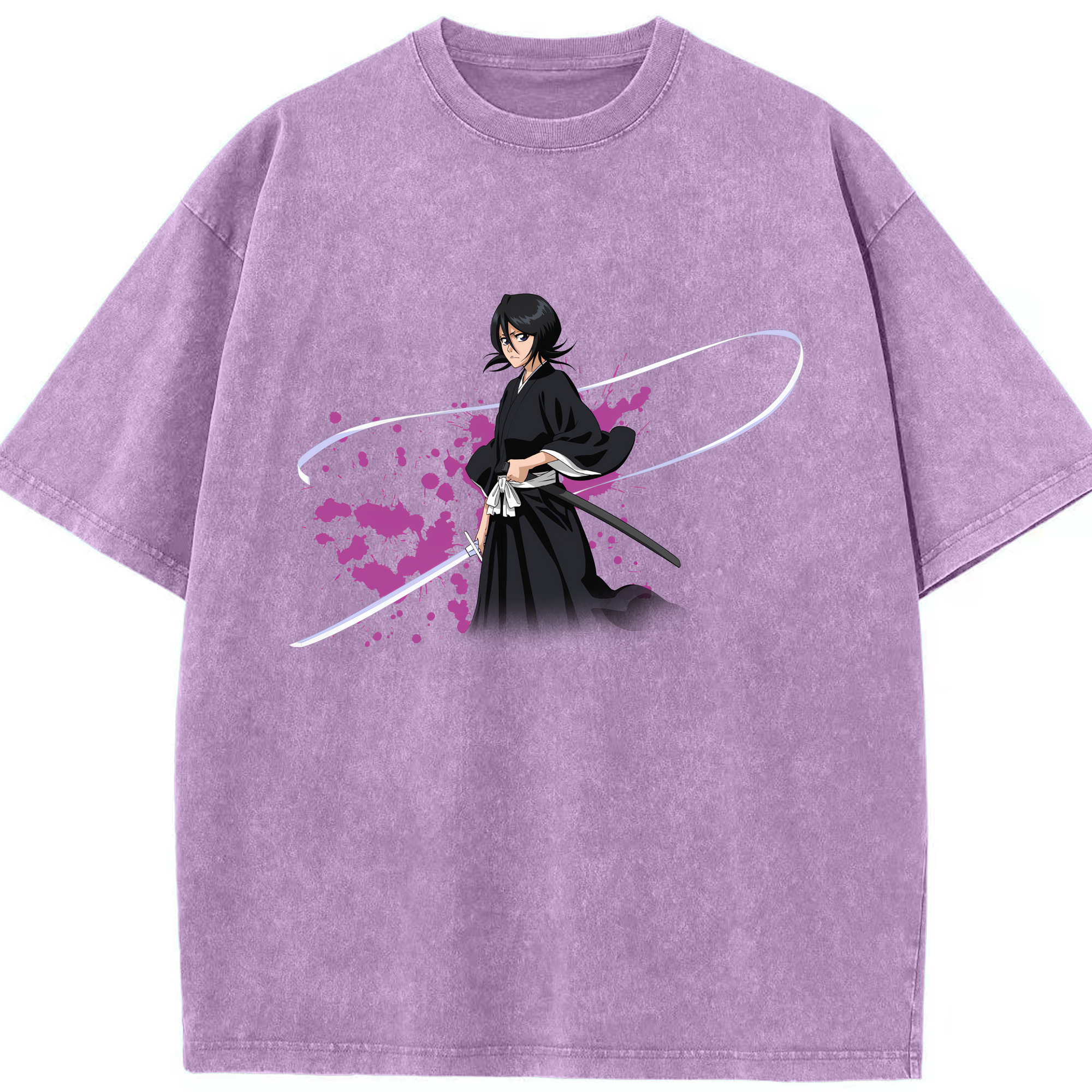（画像用） ブリーチ 朽木ルキア BLEACH Kuchiki Rukia 綿100% ヴィンテージ風 半袖Tシャツ（フロントプリント）